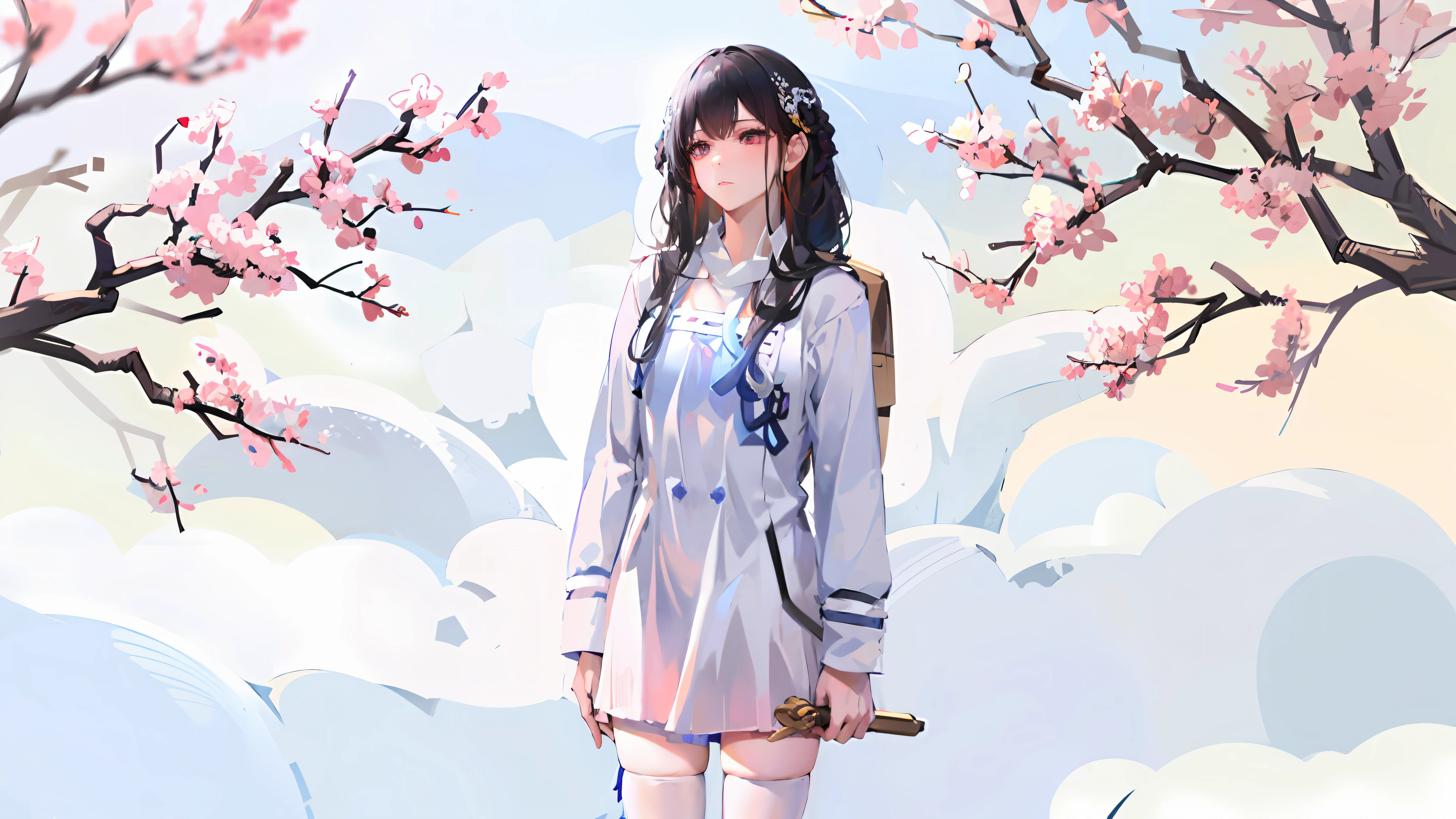 There was a woman in a white coat and black stockings, loose coat collar sailor uniform, full-body xianxia, wearing jacket and skirt, a purple and white dress uniform, portrait of female korean idol, Korean Idol, Cai Xukun, White coat, shaxi, female sailor uniforms, zmonzheng, sakimichan, official photo