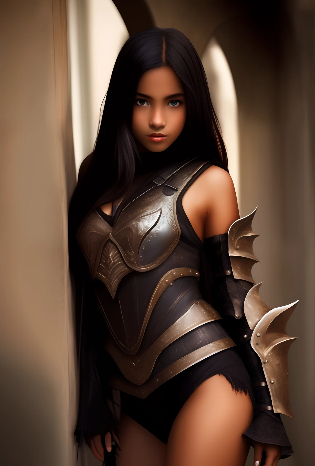 armor,Black skin,teens girl