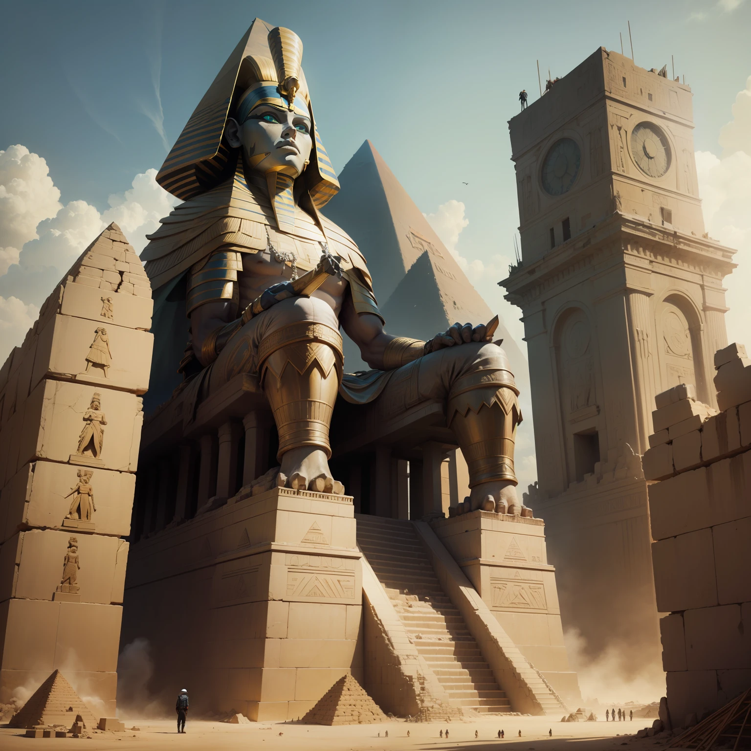 A giant monster man., Egyptian pyramids, Construction & Demolition