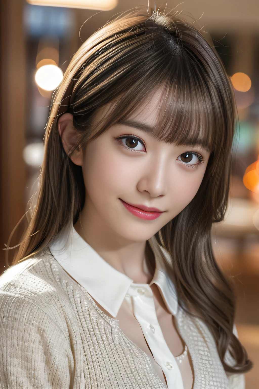 (8k、Raw photo)、film grains、超A high resolution、ultra-detailliert、(Super skin details)、incredibly absurdness、strong rimlight、asian human、slim girl、seducting smile、gaze、small tits、The tattoo、Braided hair、Blonde hair、((Light brown hair))、(realistic:1.3) sunlights、1girl in、instagram、outside of house、(Black shirt:1.2)、(((城市)))、(extra detailed face)、(bangss)、Naked body,