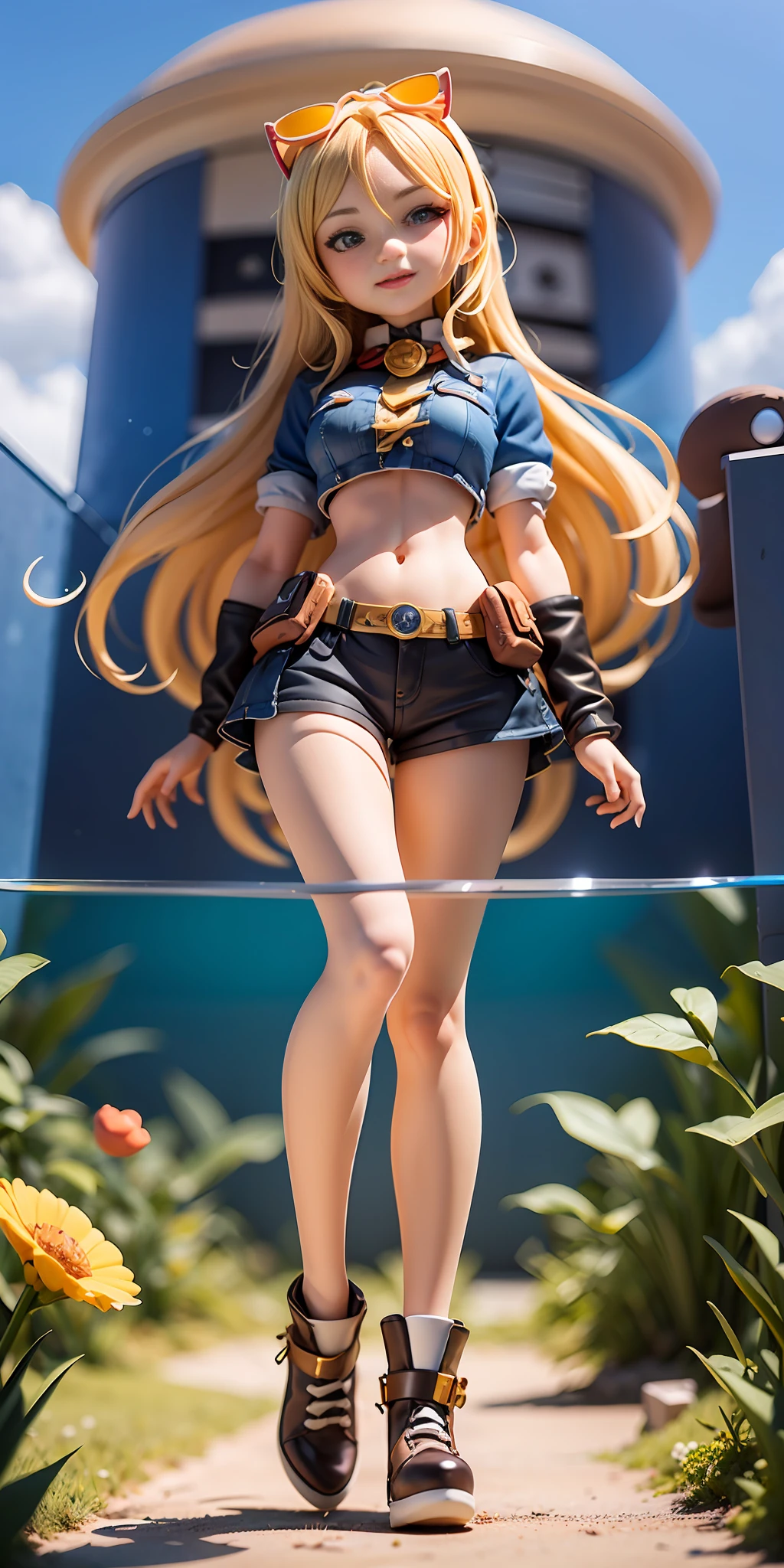 Ridiculous resolution, A high resolution, (巨作:1.4), ultra - detailed, Super cute girl full body 3D drawing,adolable,Poppy blind box,guardians of the galaxy, look from down, comical,the space, afloat,magia,earth in the sky,Blue Planet --v 6