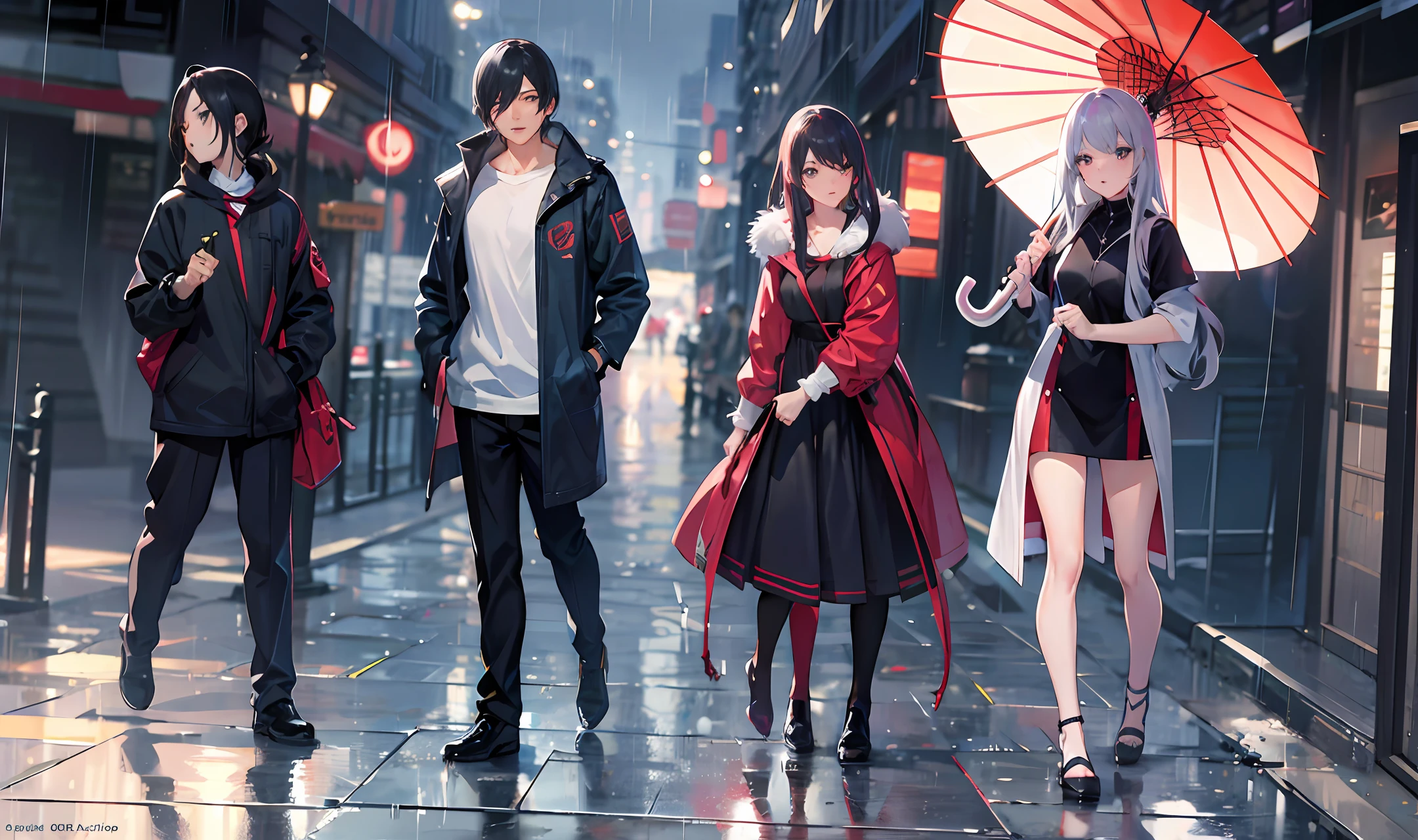 rained,Umbrella Full Body Sling March 7 Anime Sexy
