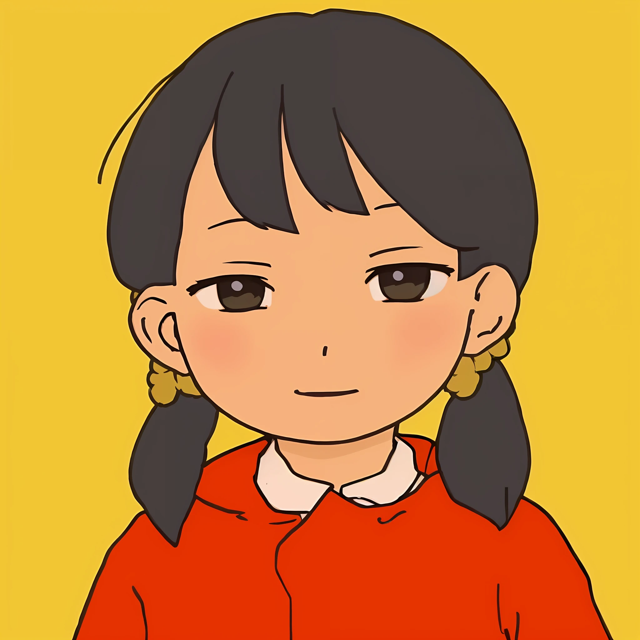 Close-up of a cartoon girl with a braid on her head, lofi-girl, Japanese animation style, anime visual of a cute girl, nichijou, style in ghibli anime, style in ghibli anime style, chiho, Japanese cartoon style, Yoshitomo Nara, satoshi kon artstyle, mitsumayo, lofi portrait, in an anime style