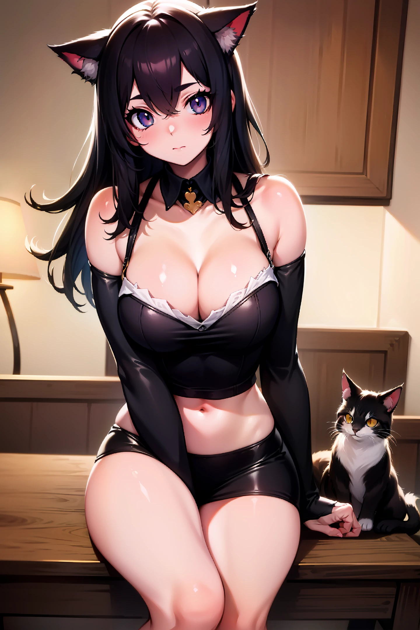 high qulity,Cat lady,quadratic element,crisp breasts
