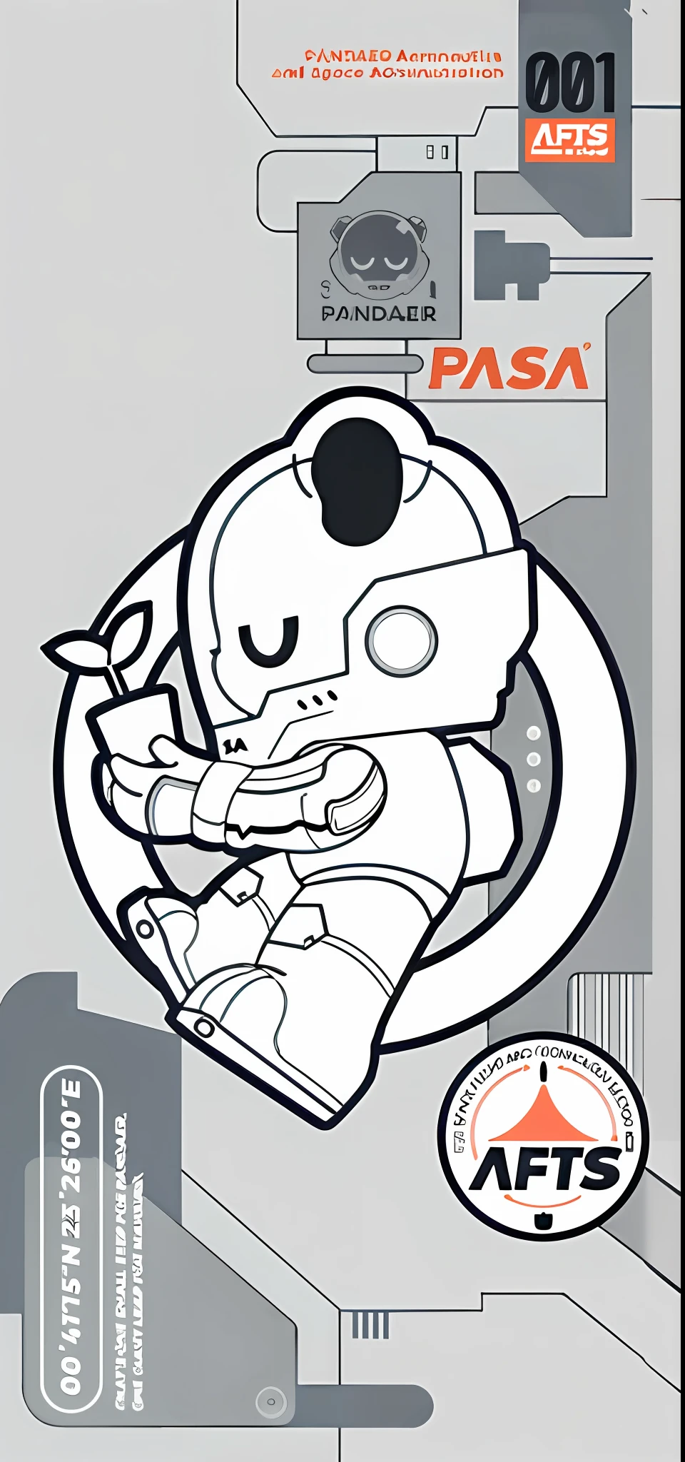 Close-up of robot sticker wearing helmet, inspired by Tom Whalen, cute astronaut sticker art, advanced digital chibi art, Tom Whalen 8 K, stickers illustrations, white superior iron man, White robot, tchibi, print!, cel shaded vector art, tintoy characterdesign robot, official character illustration, inspired by Tim Biskup, white color mecha,letter,typeface,the number,sigature,rewrite。