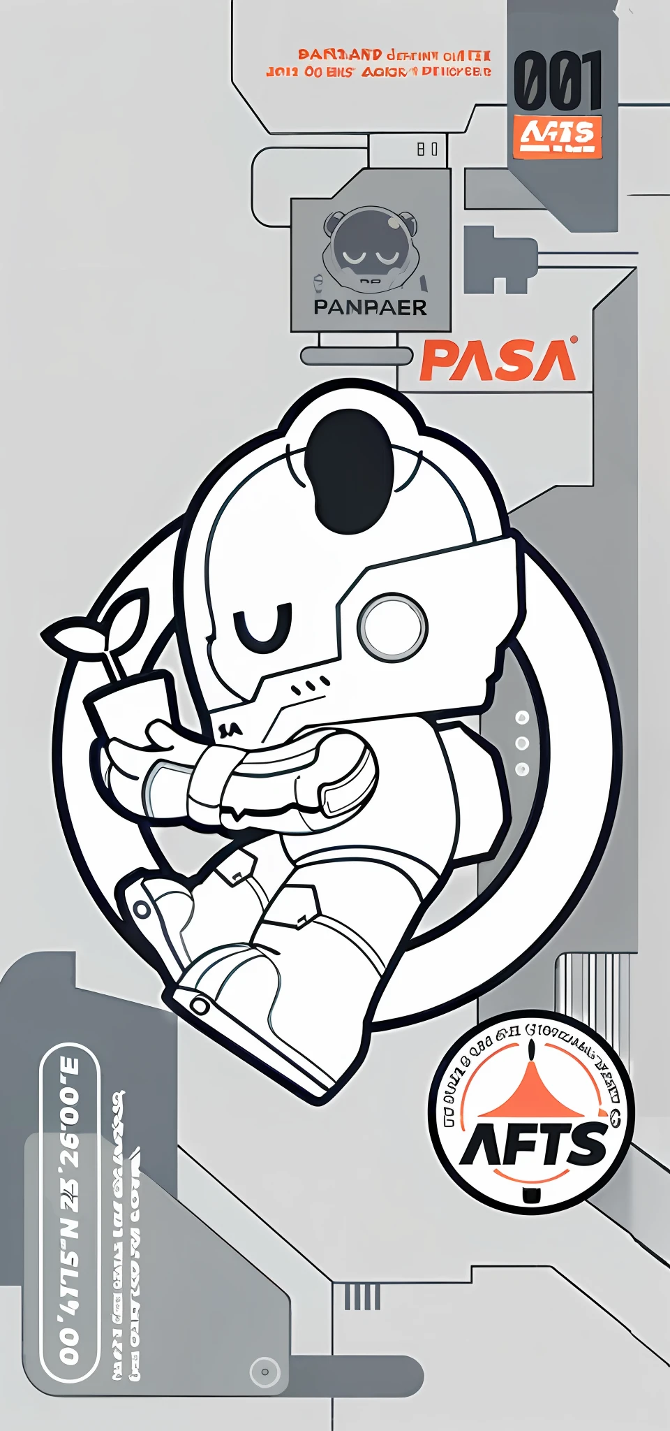 Close-up of robot sticker wearing helmet, inspired by Tom Whalen, cute astronaut sticker art, advanced digital chibi art, Tom Whalen 8 K, stickers illustrations, white superior iron man, White robot, tchibi, print!, cel shaded vector art, tintoy characterdesign robot, official character illustration, inspired by Tim Biskup, white color mecha
