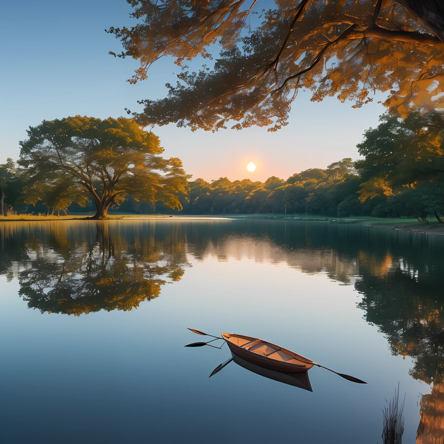 (extremely detailed CG unity 8k wallpaper,masterpiece, best quality, ultra-detailed),(full illumination,best shadow,aesthetically captivating),(tree:1.2,floating on the lake),tranquility,reflection,serenity,full moon,(water:1.1) --auto