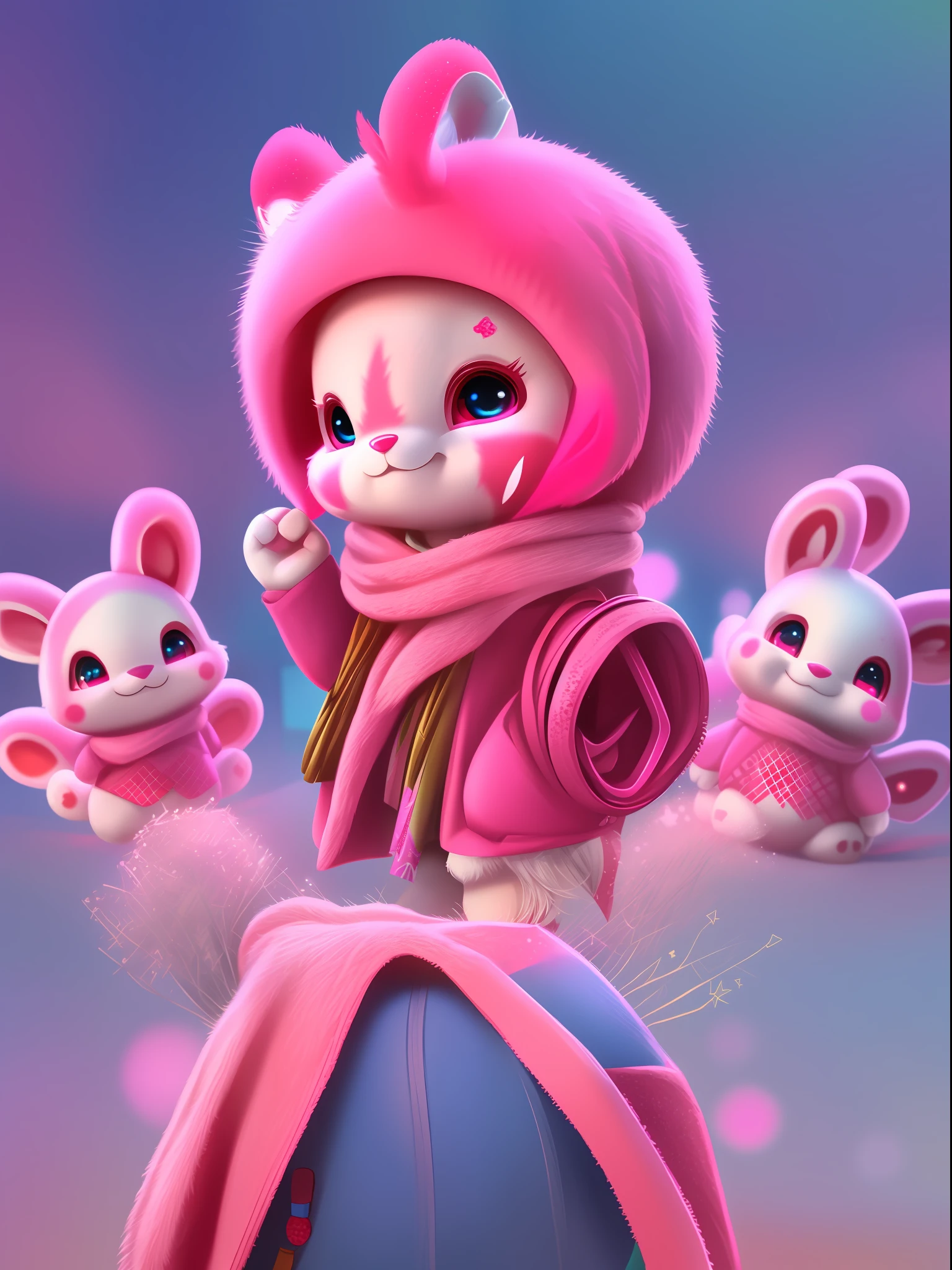Pink mascot, with eight uprising cultural characteristics, distinctive characteristics, rich connotation Jiangxi city IP has unique creativity and design, in line with the characteristics of the times Cute image, great affinity and communication Cute little animals Furry, anime, contemporary art, UHD