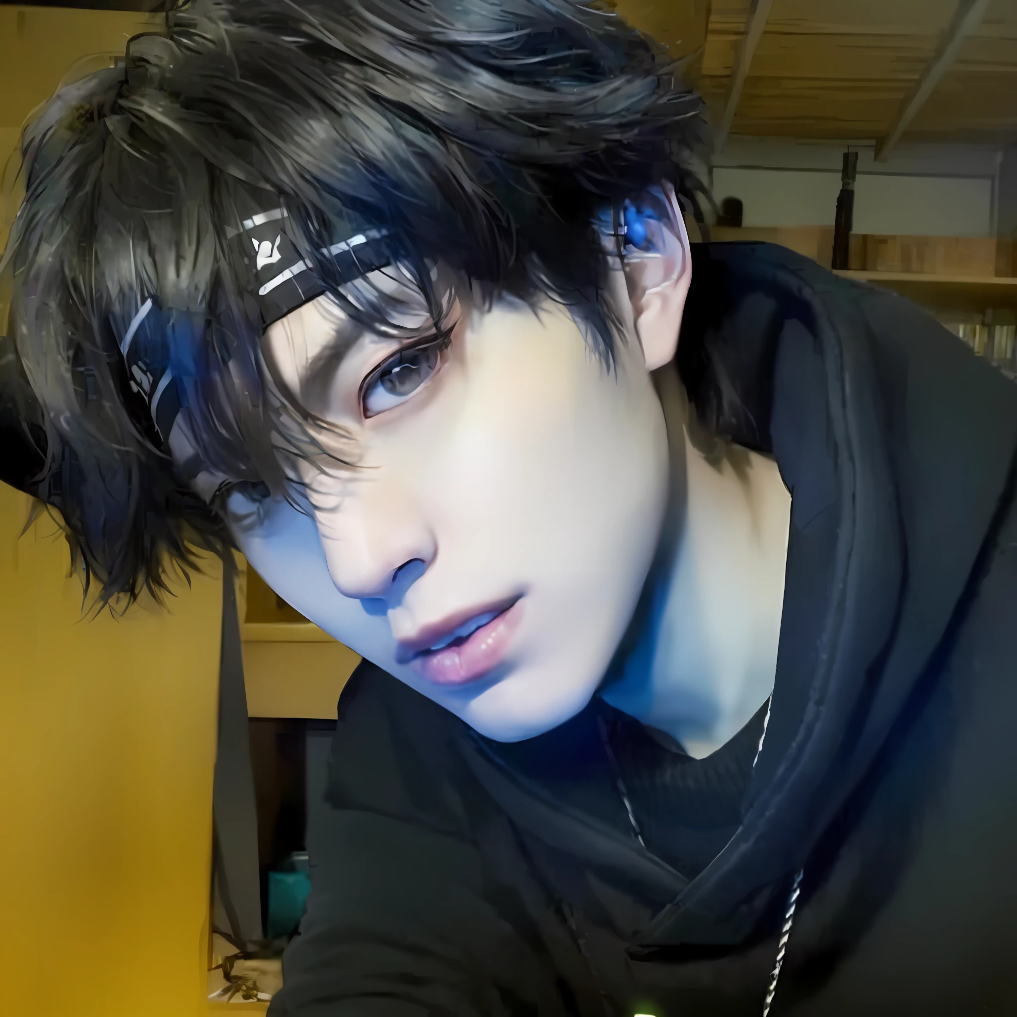 arafed man with a black shirt and a black hoodie, Cai Xukun, Male ulzzang, handsome japanese demon boy, headshot profile picture, xqc, twitch streamer / gamer ludwig, sakimichan, bladee from drain gang, 1 7 - year - old boy thin face, boy has short black hair, profile picture 1024px