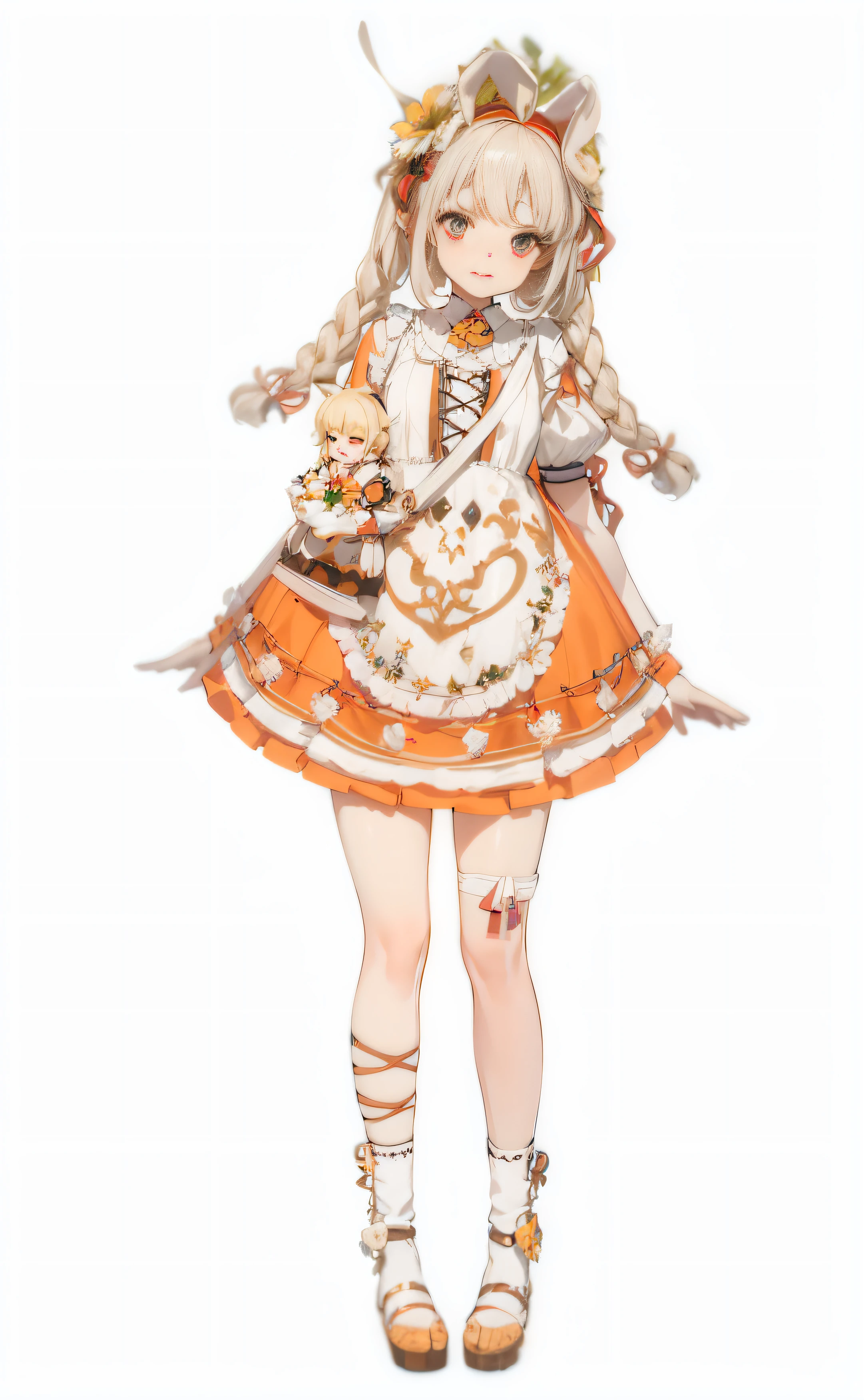 Best quality，Beautifully detailed representation，A beautiful girl with cute rabbit ears，She has a fresh breath，is watching you with her shining eyes，In the background are woods and rushing streams，In this natural environment，She exudes a heartwarming charm！ --auto