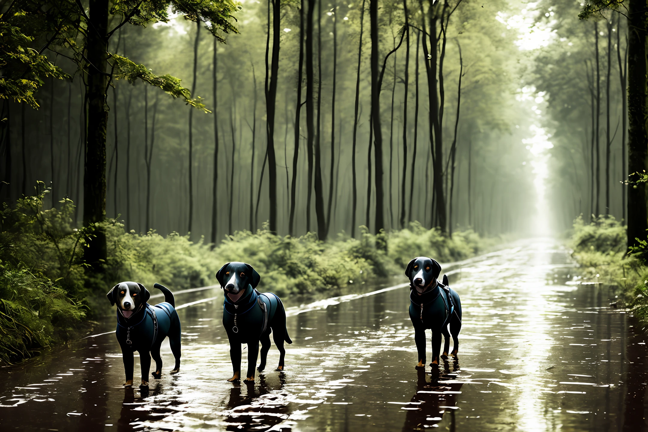 ln the forest,rained,Mechanical dogs