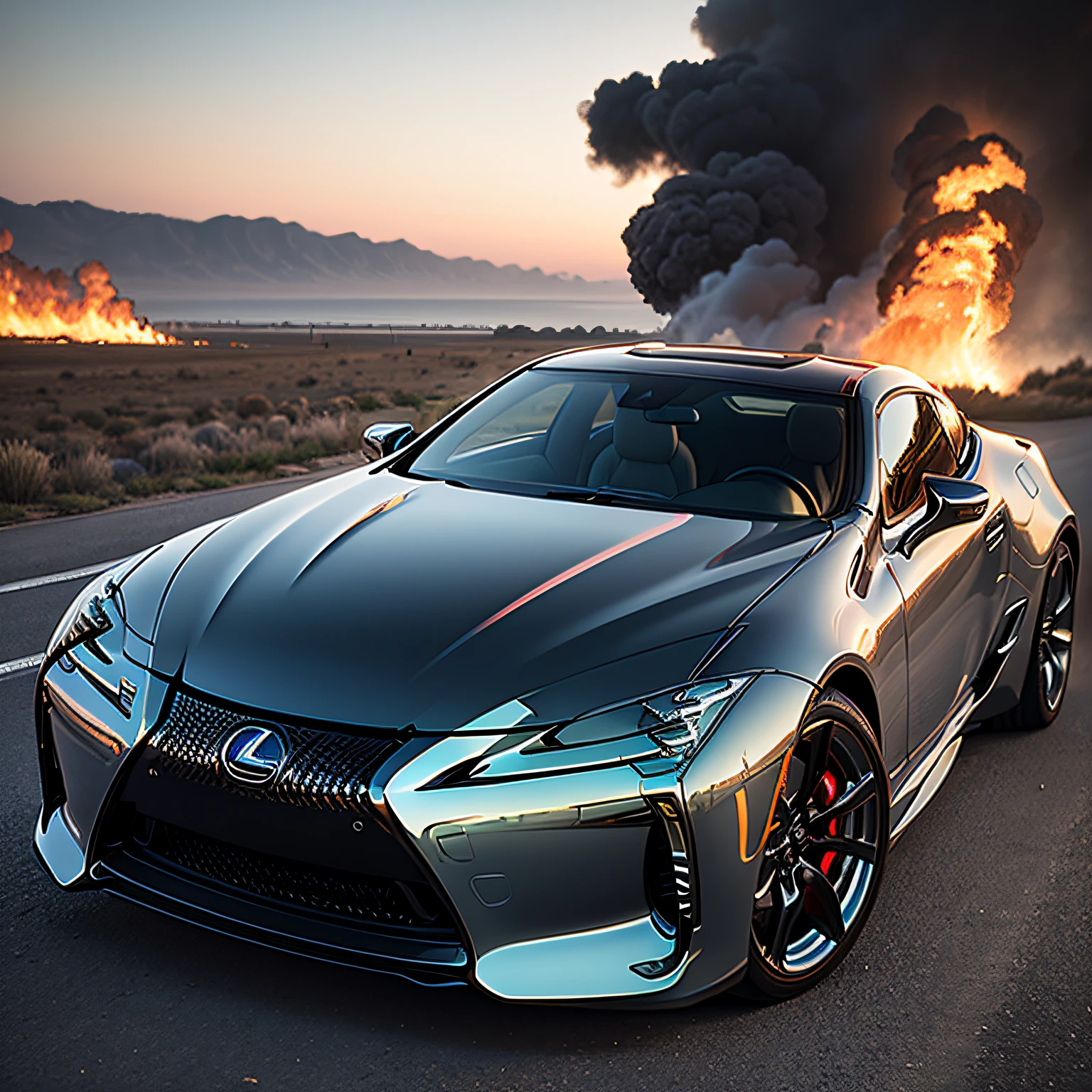 lexus lc 500 em meio ao fogo --auto