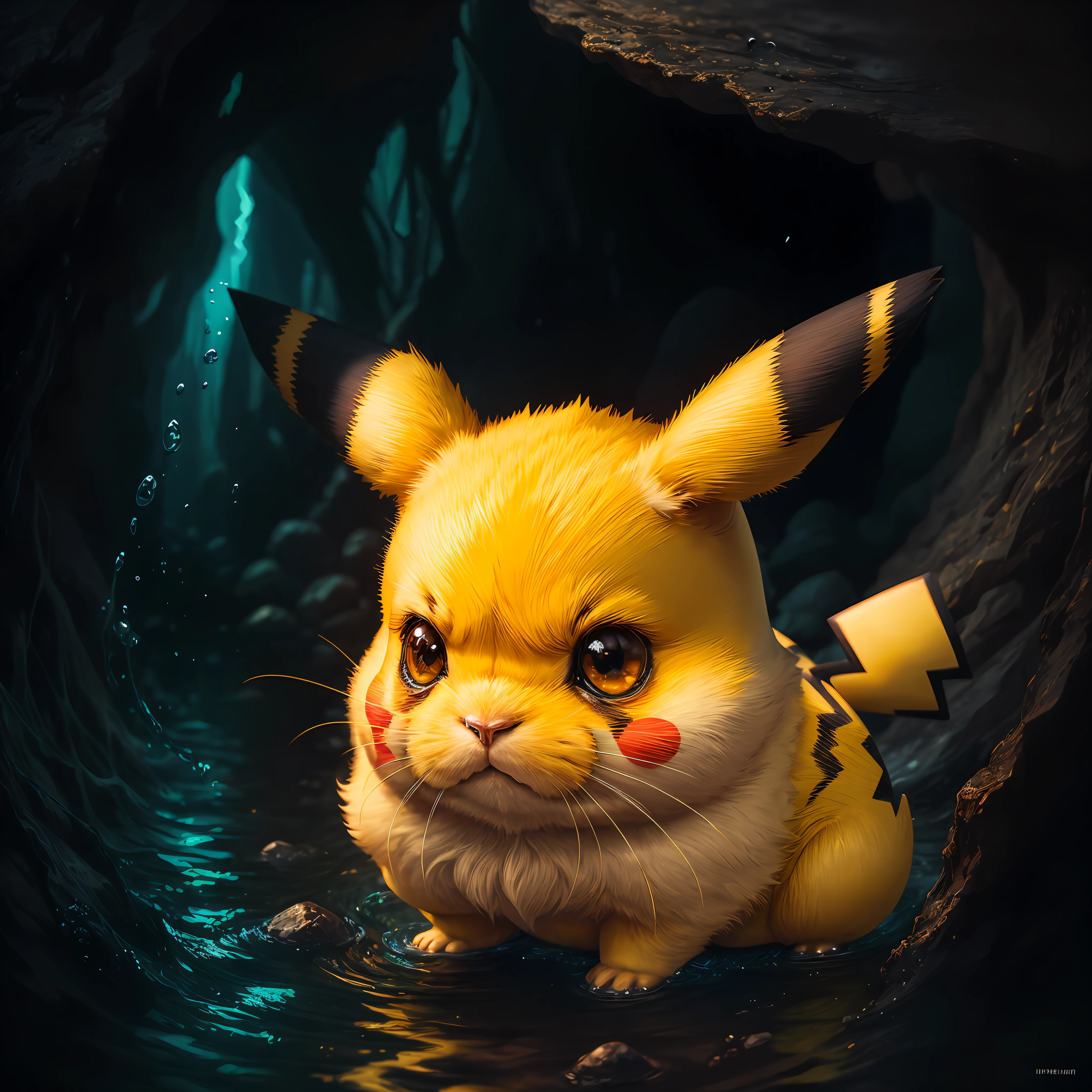 Masterpiece portrait of Real life Pikachu , hyperreal, nature, depth of field, to8contrast style.