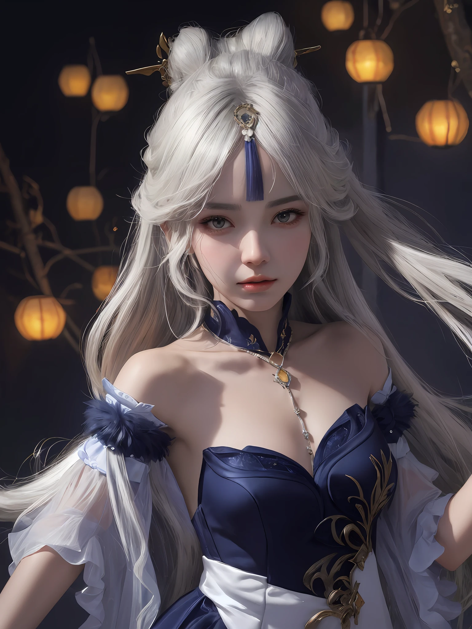 a close up of a woman with white hair and a white mask, beautiful character painting, guweiz, artwork in the style of guweiz, white haired deity, by Yang J, epic exquisite character art, stunning character art, by Fan Qi, by Wuzhun Shifan, guweiz on pixiv artstation