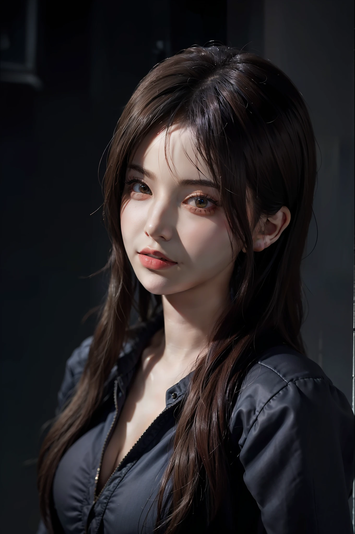 Hyperrealistic portrait of a woman by Da Vinci with lots of fantasy art, fotorrealista, dynamic lighting, artstation, poster, volumetric illumination, caras muy detalladas, 4 K, premiado,, 1girl, in the dark, deep shadow, low key, cowboy shot,(ropa oficial:1.4), cabello largo, cabello blanco,