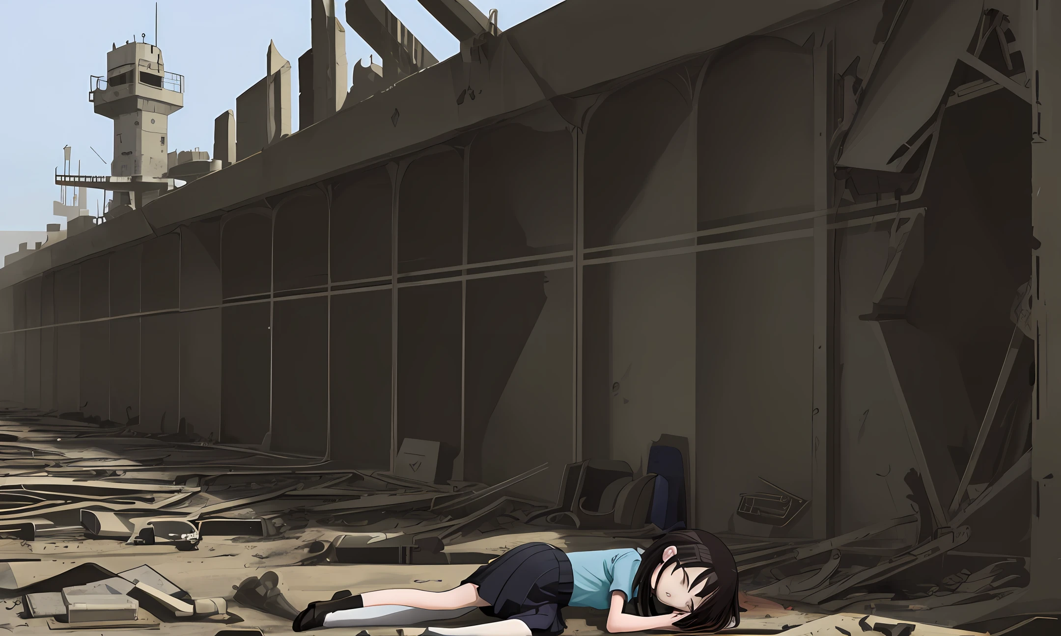 Little girl in pain in war