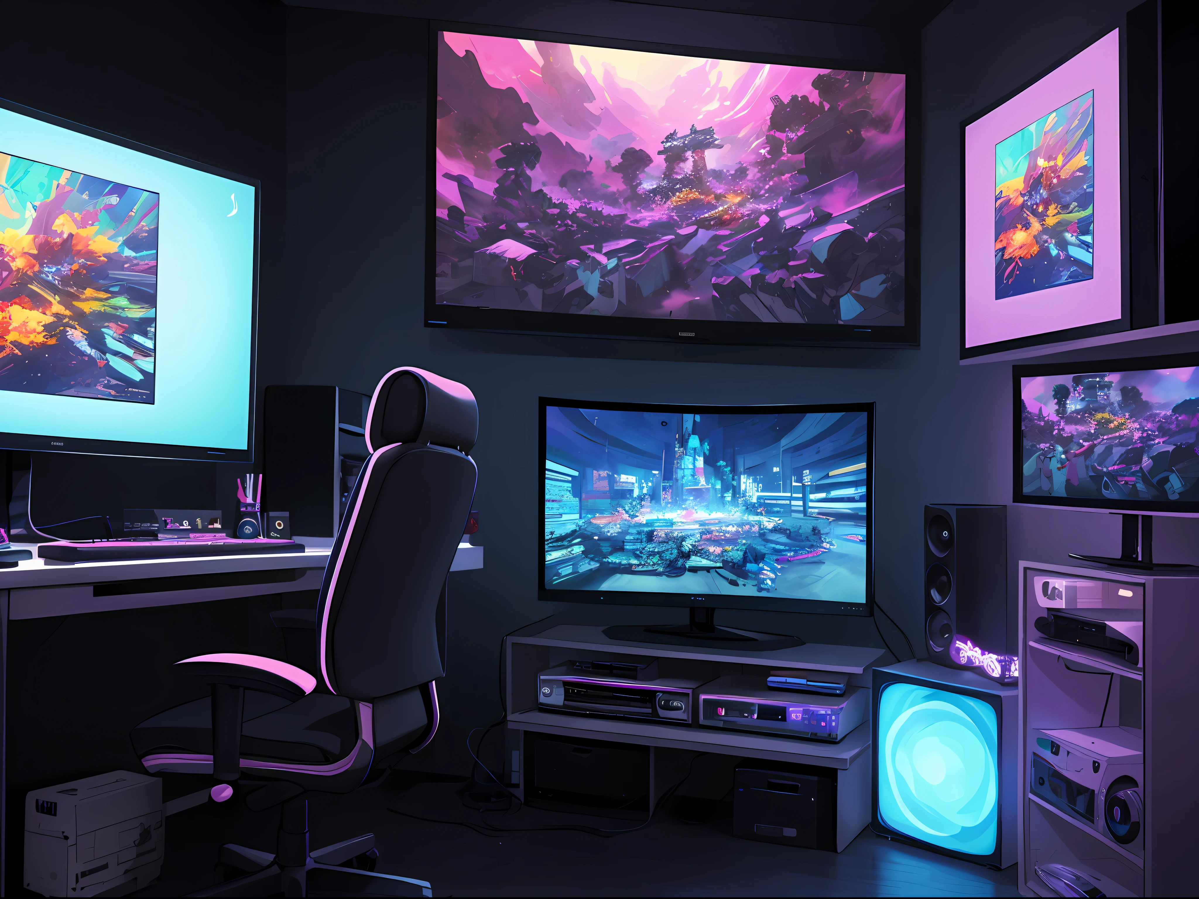 (masterpiece), (best illustration),( humans), anime background, gaming bedroom, television with large computer with chart cryptocurensy, ring lighting , rim lighting,(extremely detailed CG unity 8k wallpaper),(masterpiece), (best quality), (vaporwave style), (ultra-detailed), (best illustration),(best shadow),perfect lighting , perfect anatomy , vivid colors,