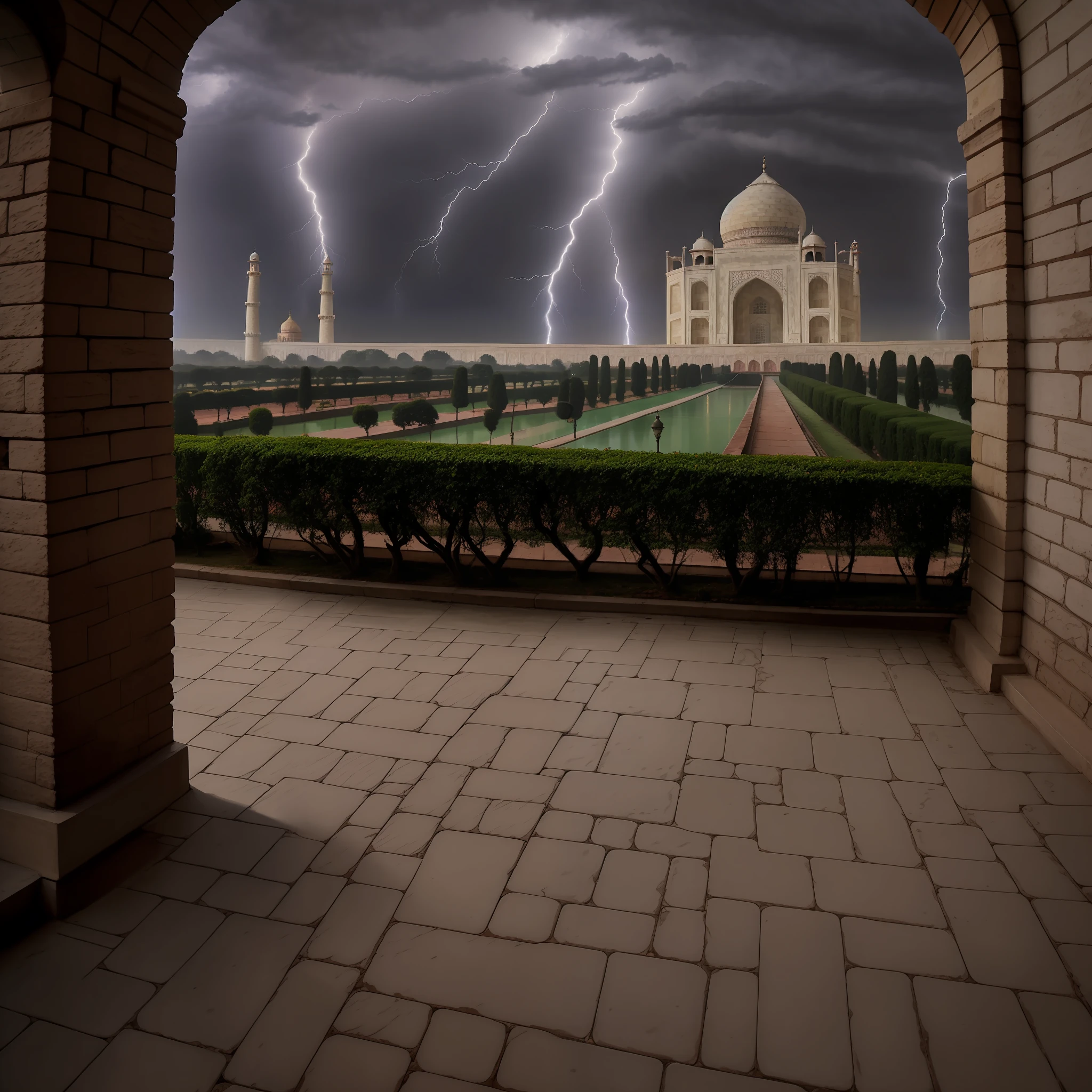 Thunderstorm on Taj Mahal Agra Uttar Pradesh India dark hyper realistic