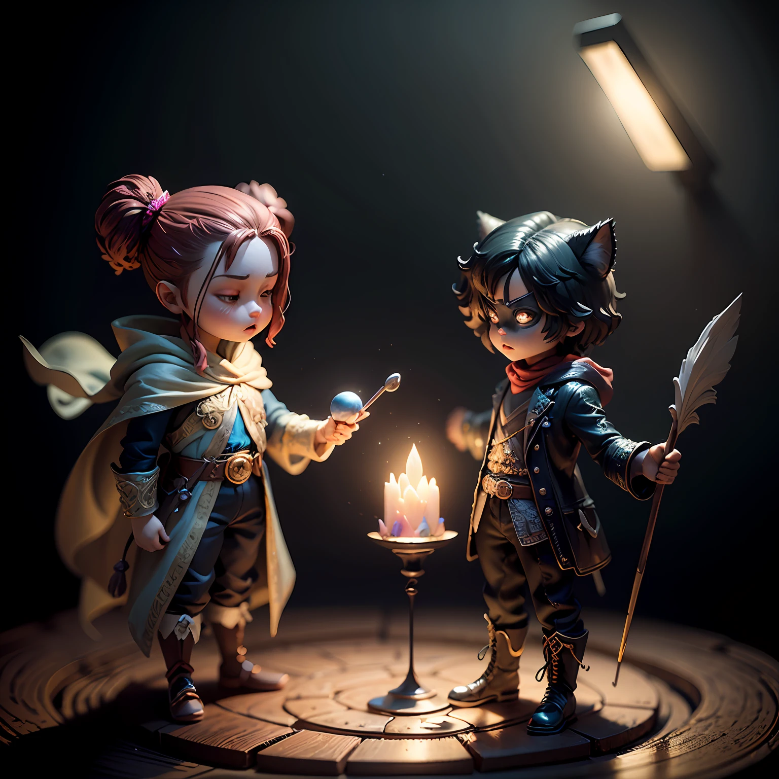 (extremely detailed CG character design,masterpiece, best quality, ultra-detailed),(best illumination, best shadow, an extremely delicate and beautiful),blind box figurine,high resolution, dynamic pose, multicolor, unique features, intricate details, creative concept, display base, shiny finish.