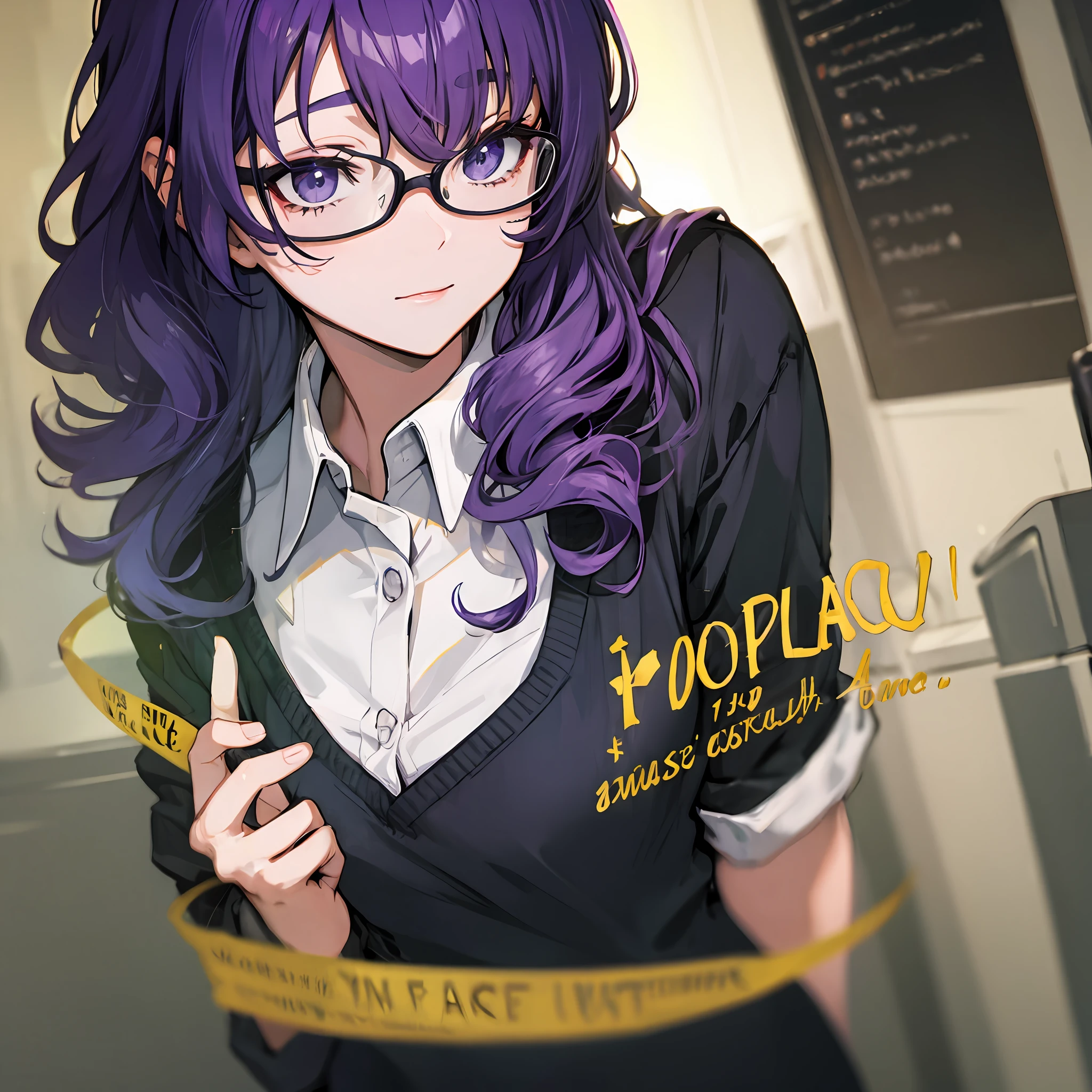 Purple curly teacher