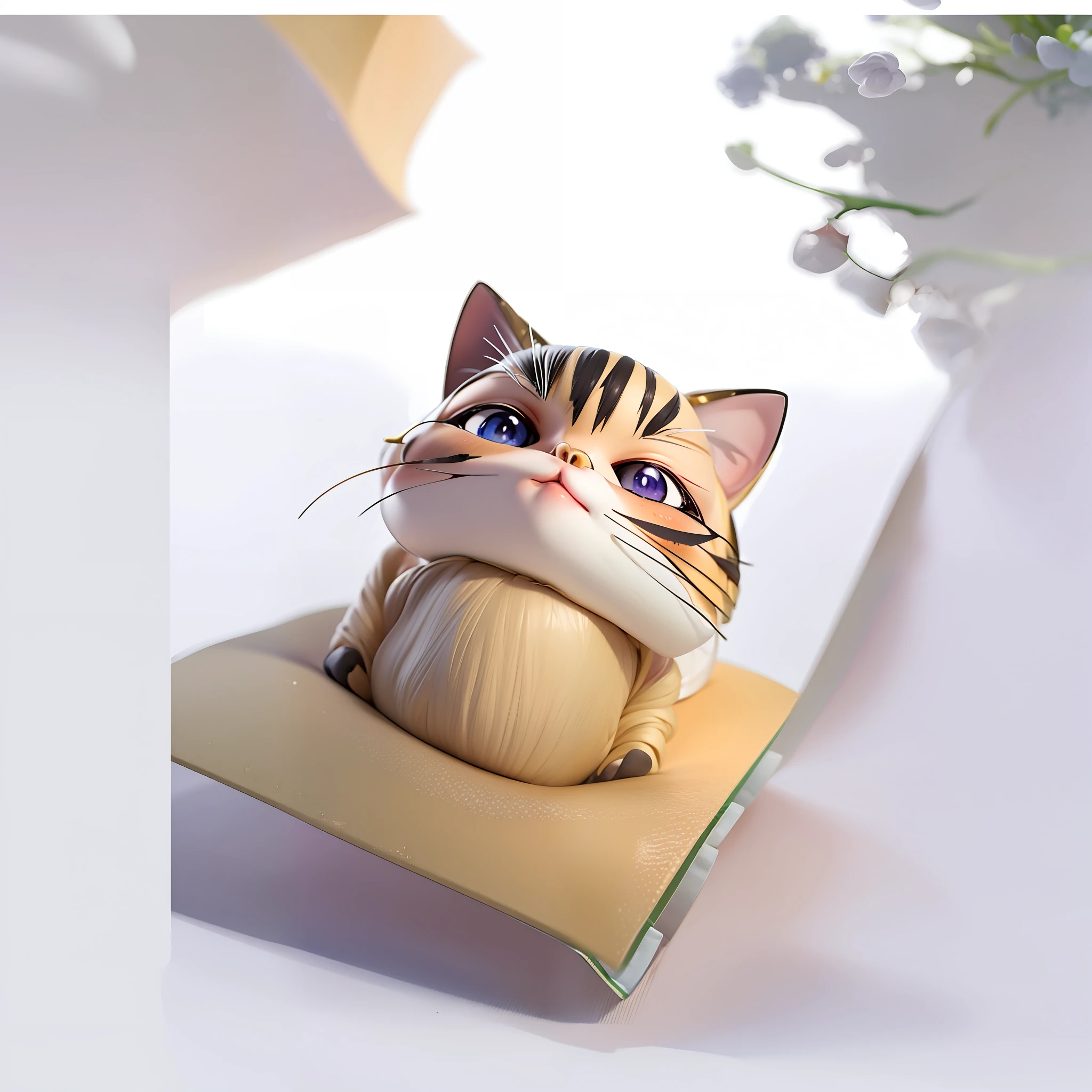 chibi cat sticker, white borders, white background, emoji maker, icon