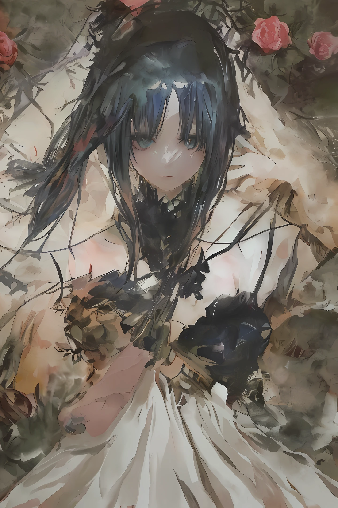 Burning rose 4k around color returns its rich watercolor painting