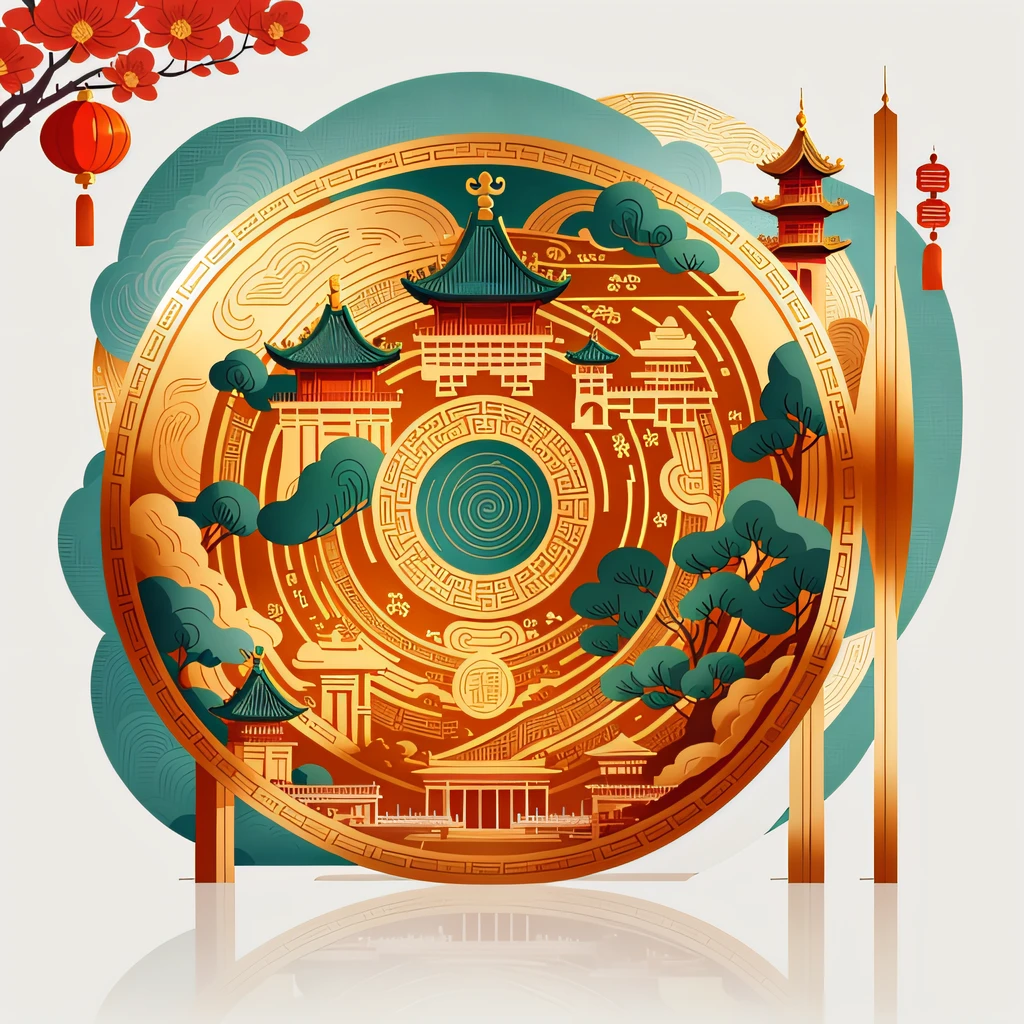 mdjrny-pprct, Chinese architecture, gardens, landscapes, sea of clouds, (high detail: 1.2)