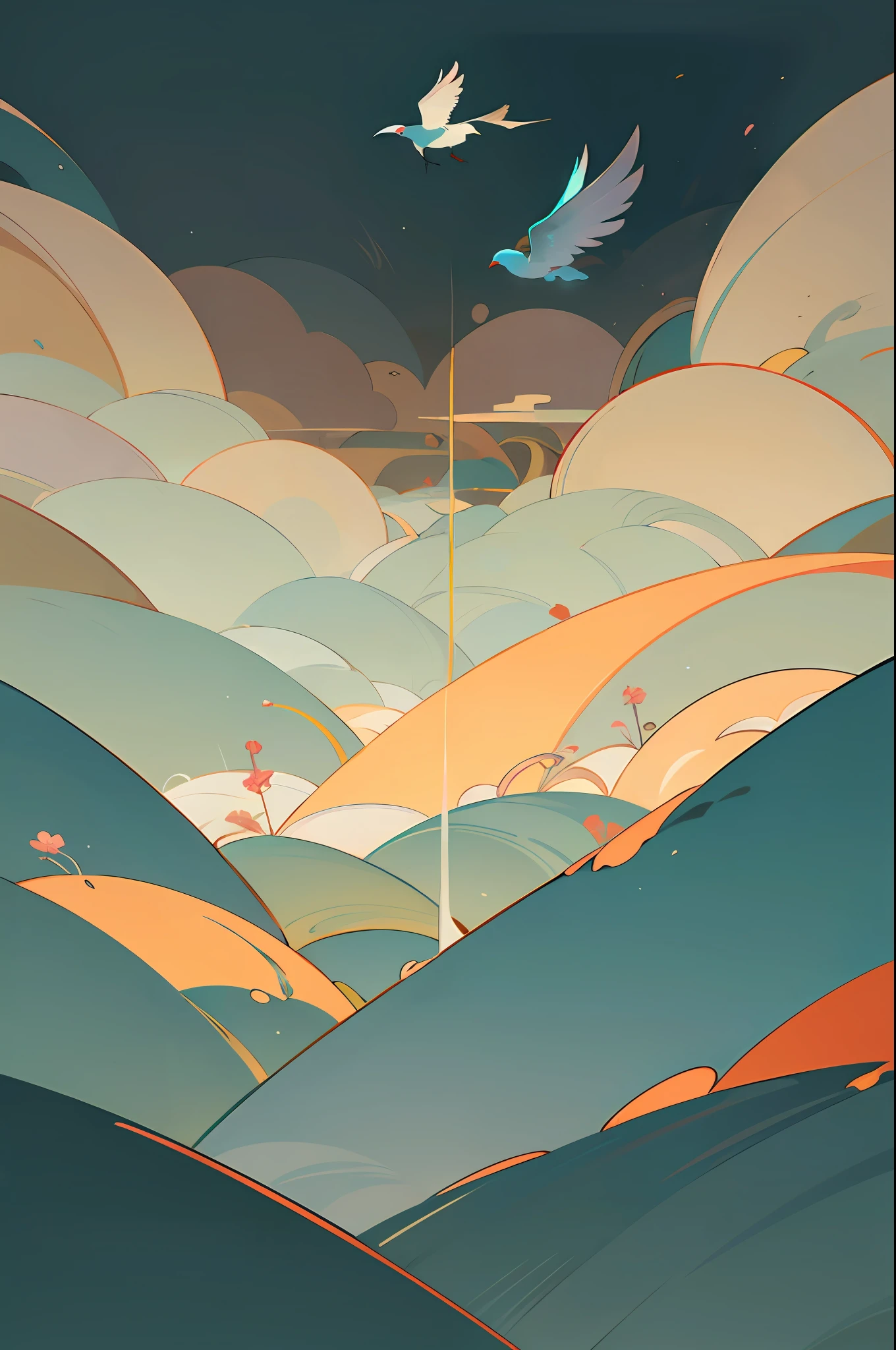 Dark cyan bird,flight,mito