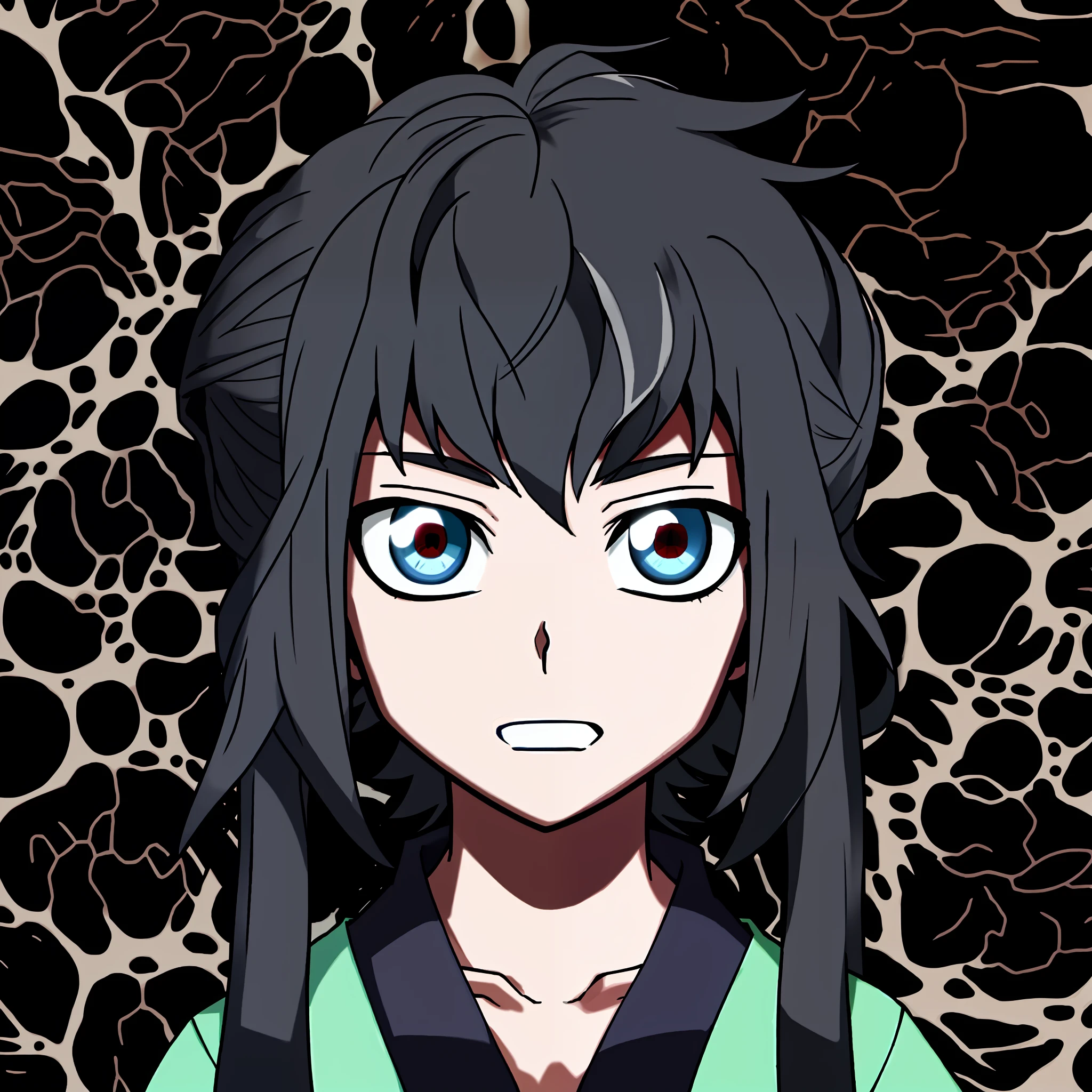 Black hair, red - eyed, style of anime, Long hair, Loose robes, Cute little boy, bangs, side locks, Low ponytail, Anime, Anime style，