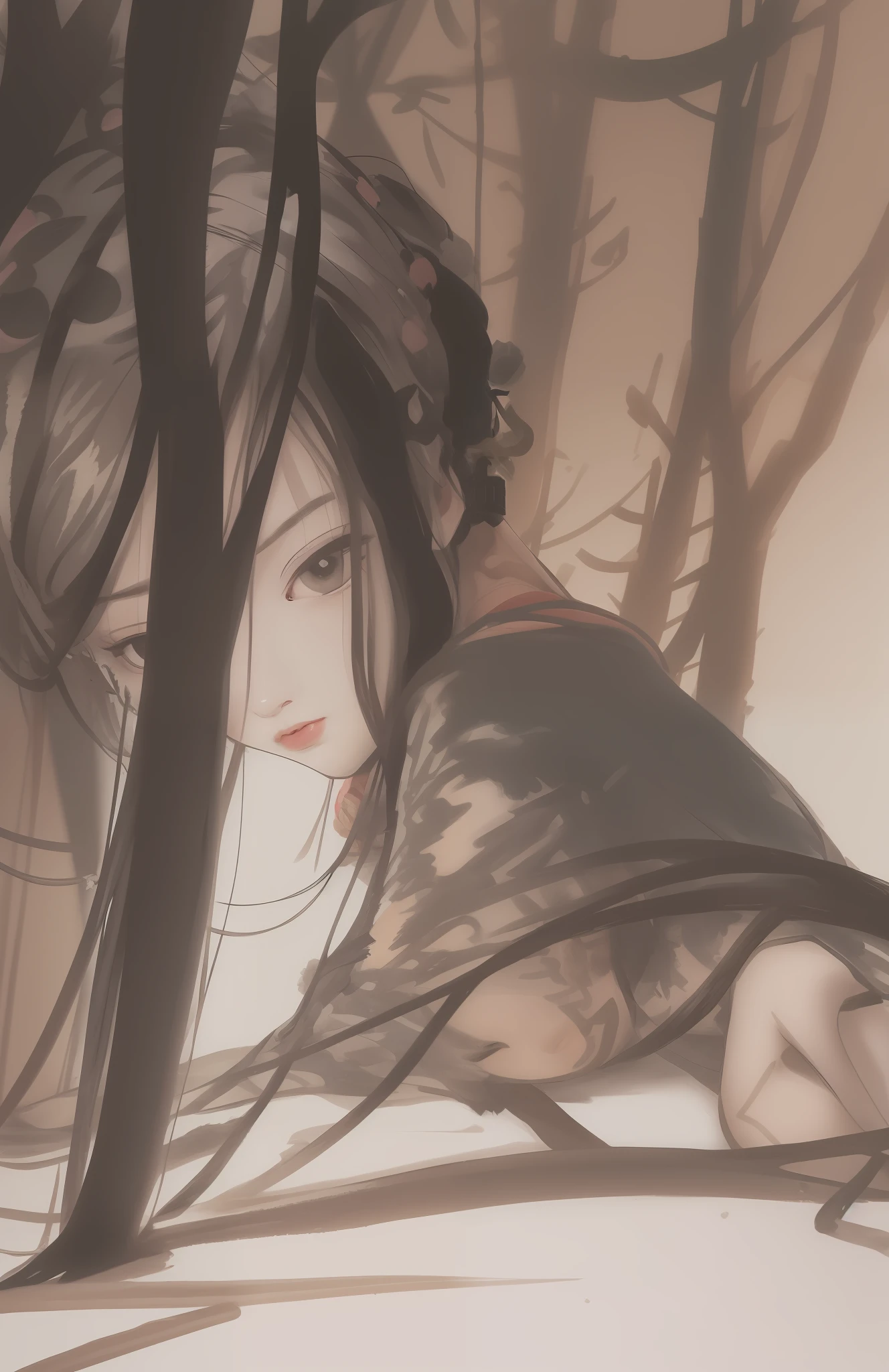 Draw an antique sketch wallpaper about Xiao Li not waking up