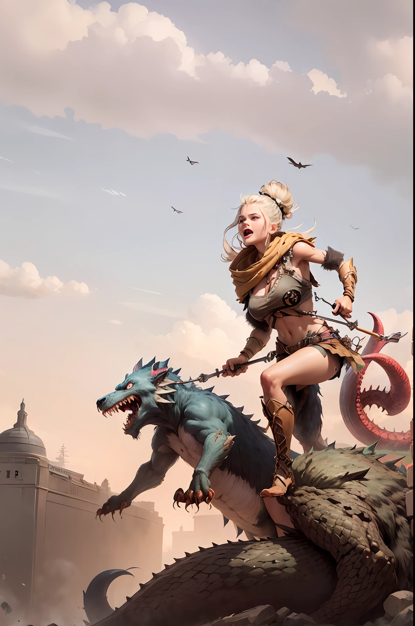 Beauty pulls ferocious monsters