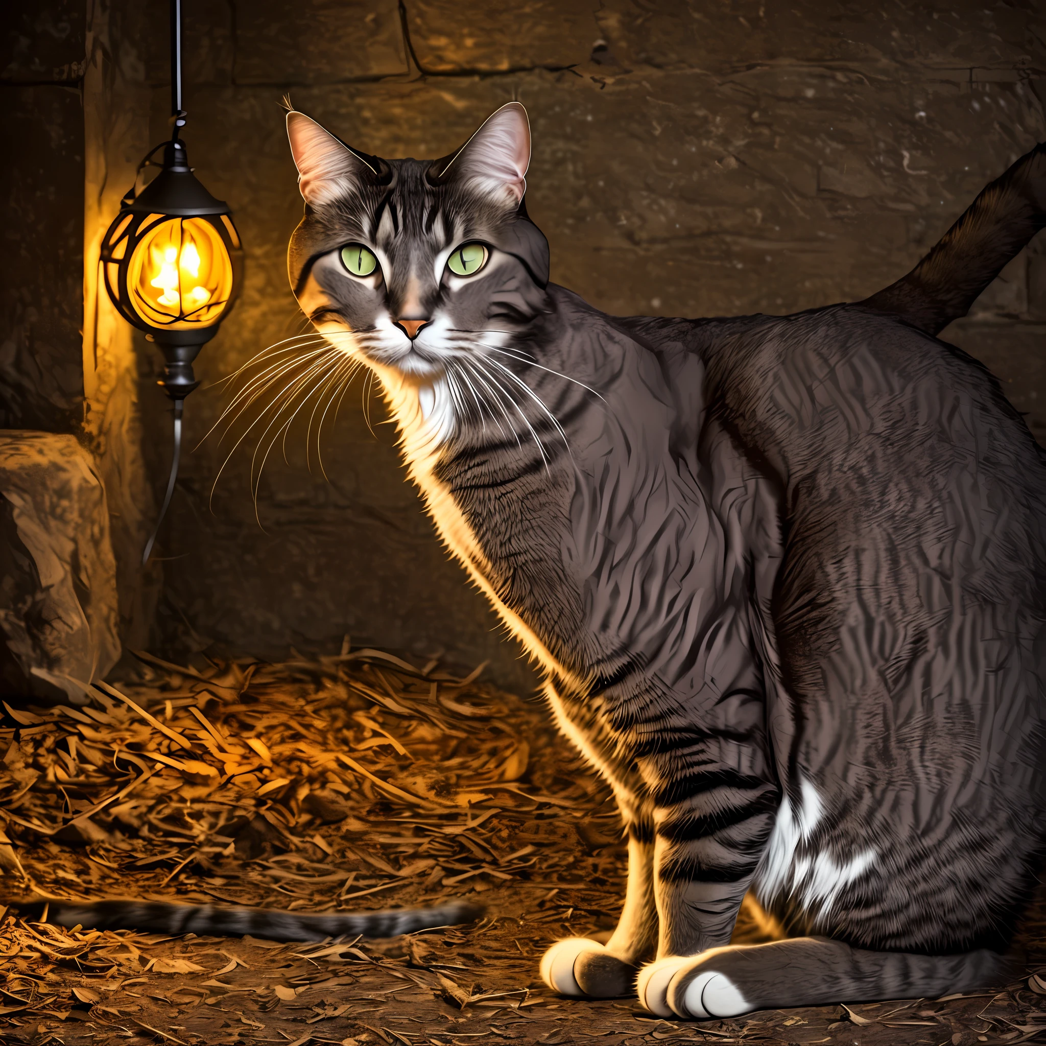 A giant Maine cat appears in the dark environment --auto