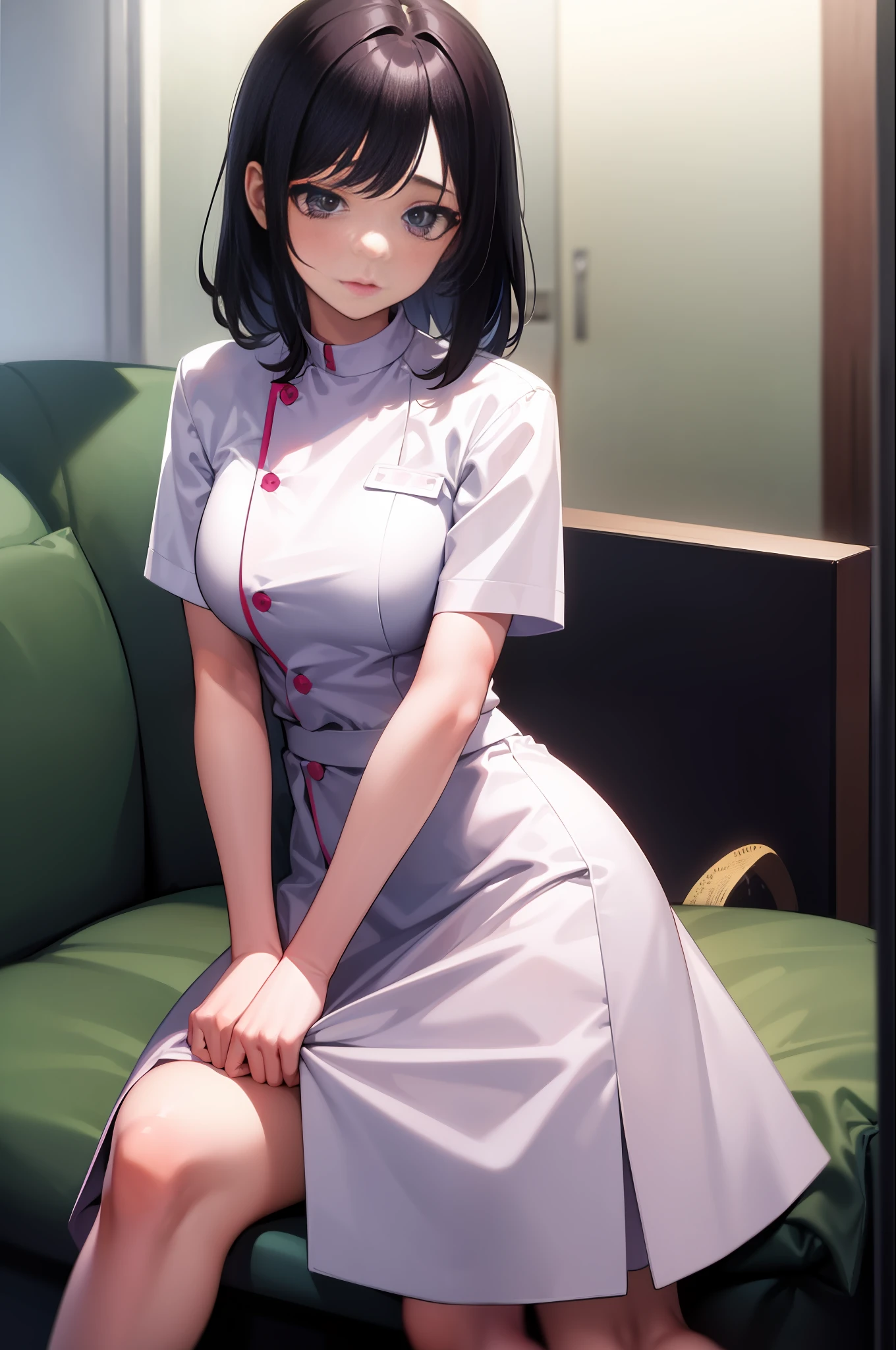 1girl, clothes tug, nurse,
infirmary,, masterpiece, best quality, highly detailed