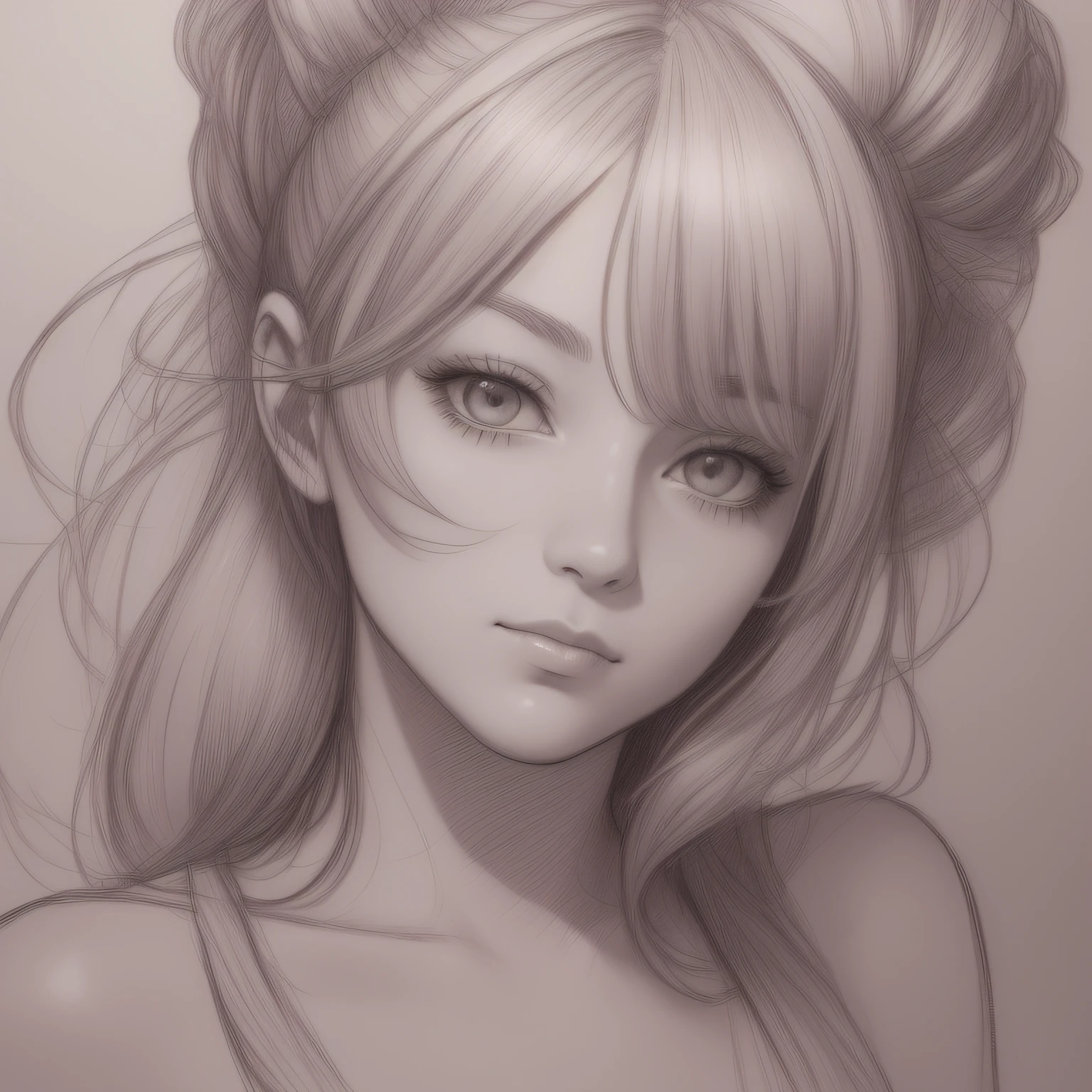 (Sketched)1.4,(Trogao Maid)1.5,(tilt head)1.3,(Embarrassed face)1.4,(Half naked),extremely delicate face, Realistic lighting and shading, (an extremely delicate and beautiful art)1.3, Elegant, (Pastel colors)1.2,