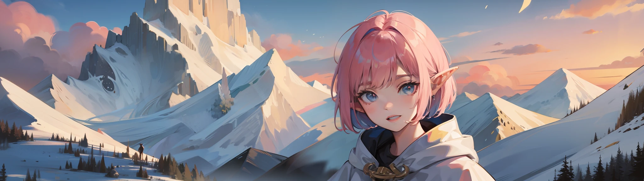 elf-ears、A pink-haired