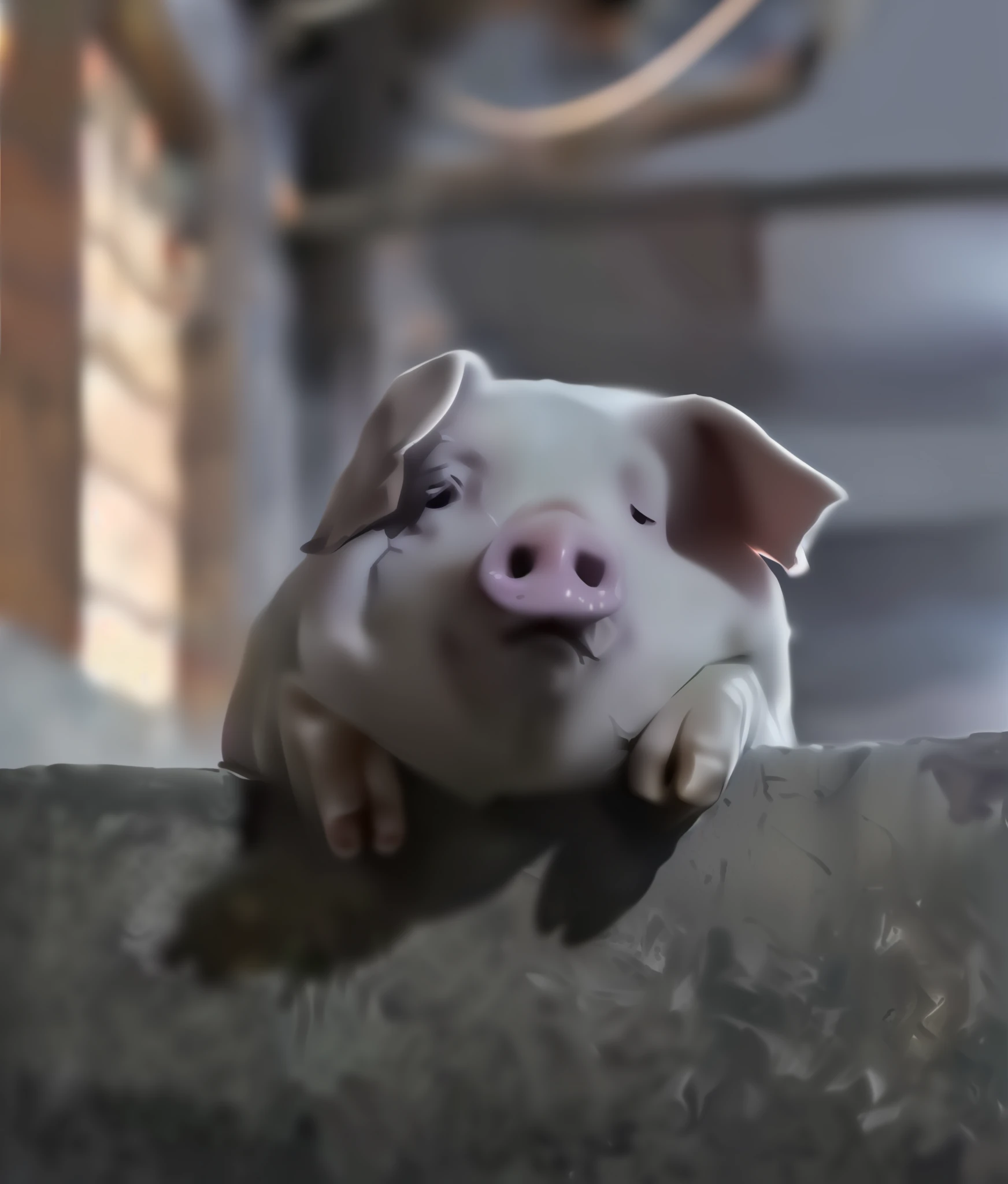 There was a little pig sitting on the windowsill, A pig, piglet, robotic pig, hybrid of pig and nyc policeman, Pig pig pig, miniature pig, pigs, half pig, a still of a happy, piggy, giant pig, Pig, still from live action movie, YouTube video screenshots, live-action movie scenes, from a movie scene