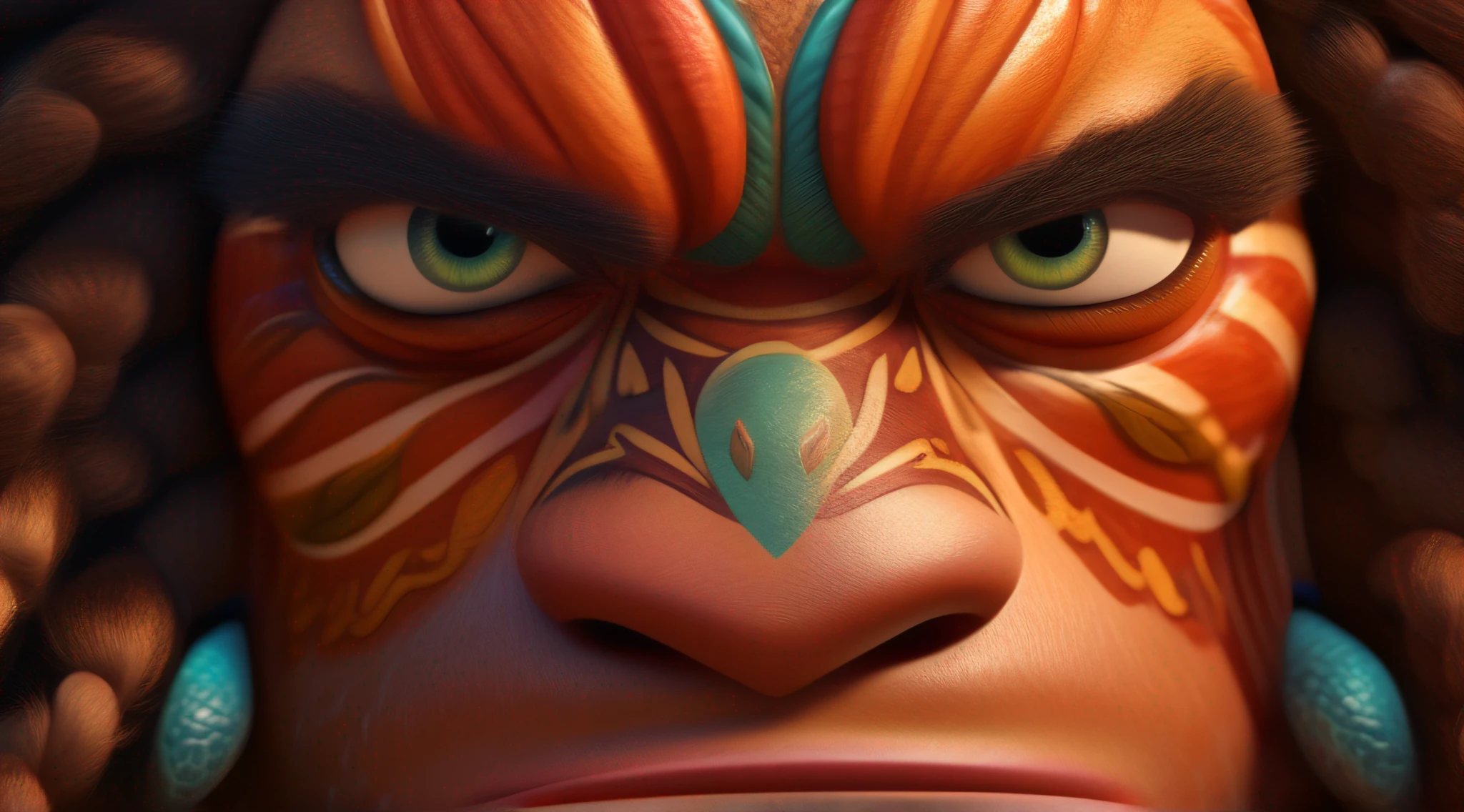 a portrait of  maui from moana  ,intrinsic details, masterpiece, hyper realistic , hd , 8k