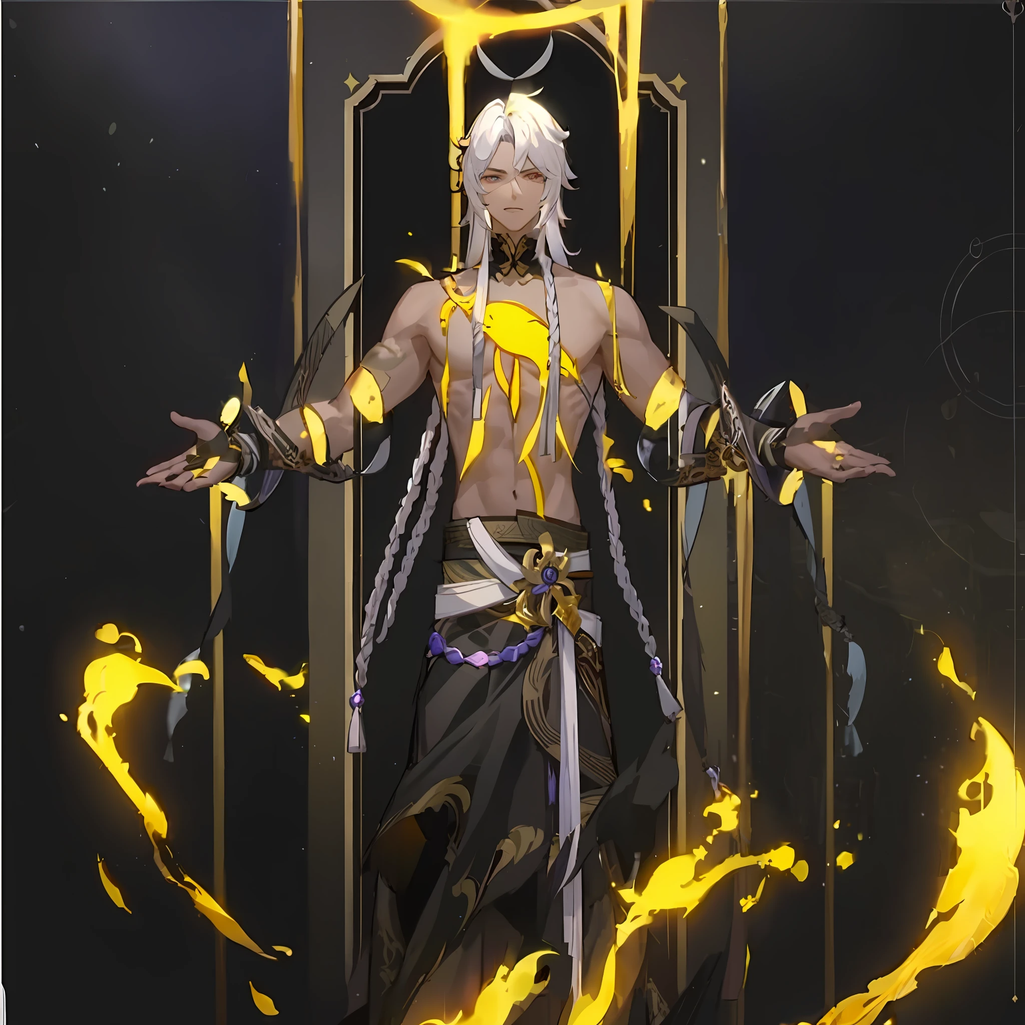 Keqing from Genshin Impact, zhongli from genshin impact, Genshin impact's character, beautiful male god of death,king of time reaper, the former demon king,Destroying the Star God Nanuk