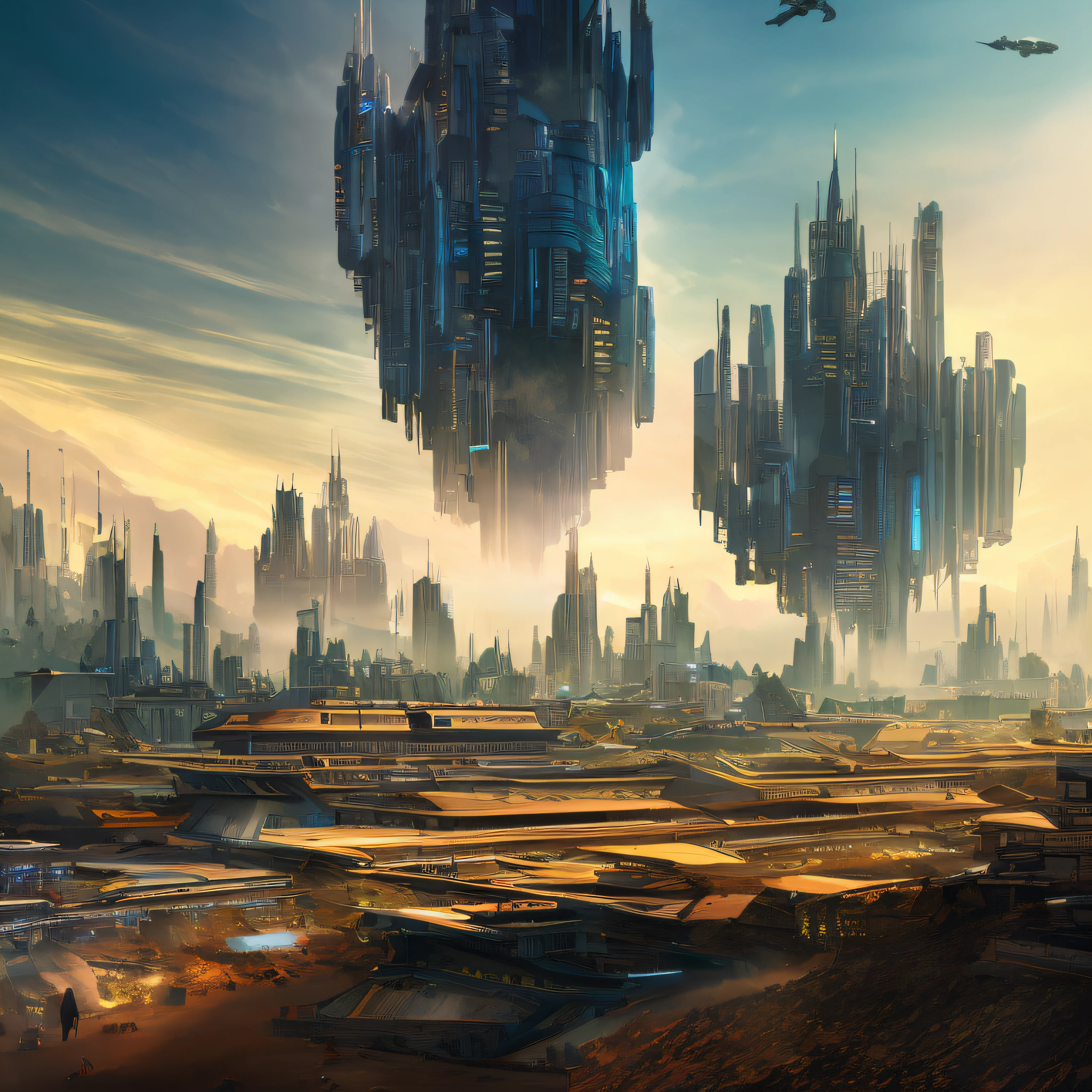 Futuristic city with futuristic sky and futuristic city background, arstation and beeple highly, Distant Cyberpunk City, Cyberpunk landscape, Cyberpunk Space Colony, Futuristic Cyberpunk City, in other words、Futuristic city, futuristic city scape, futuristic city backdrop, sci - fi city, Scenery of Cyberpunk City, hyper-futuristic city, sci-fiish landscape, Mars City --auto
