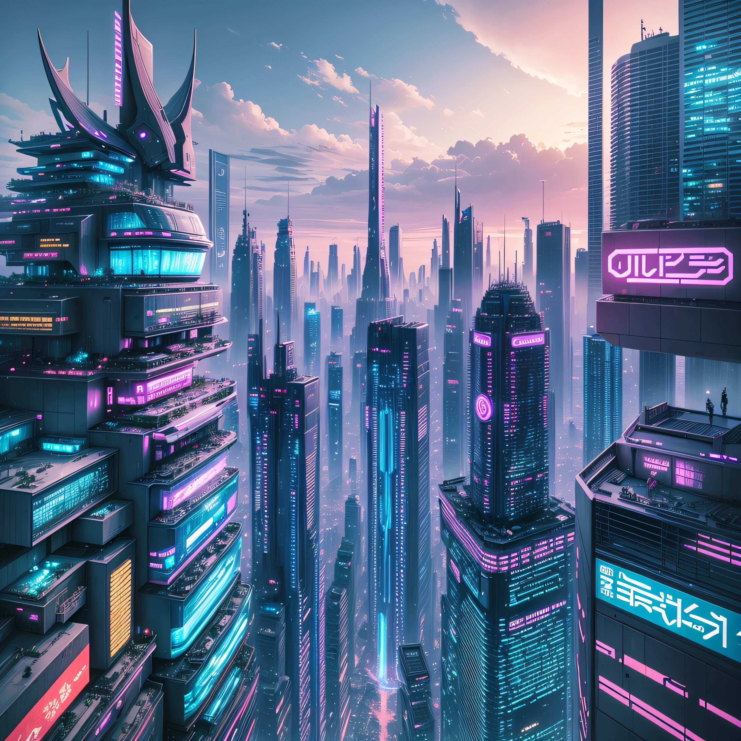 Futuristic city with futuristic sky and futuristic city background, Cyberpunk art inspired by Mike "beeple" Winkelmann, cg society contest winner, retrofuturism, arstation and beeple highly, Distant Cyberpunk City, Cyberpunk landscape, Cyberpunk Space Colony, Futuristic Cyberpunk City, in other words、Futuristic city, futuristic city scape --auto