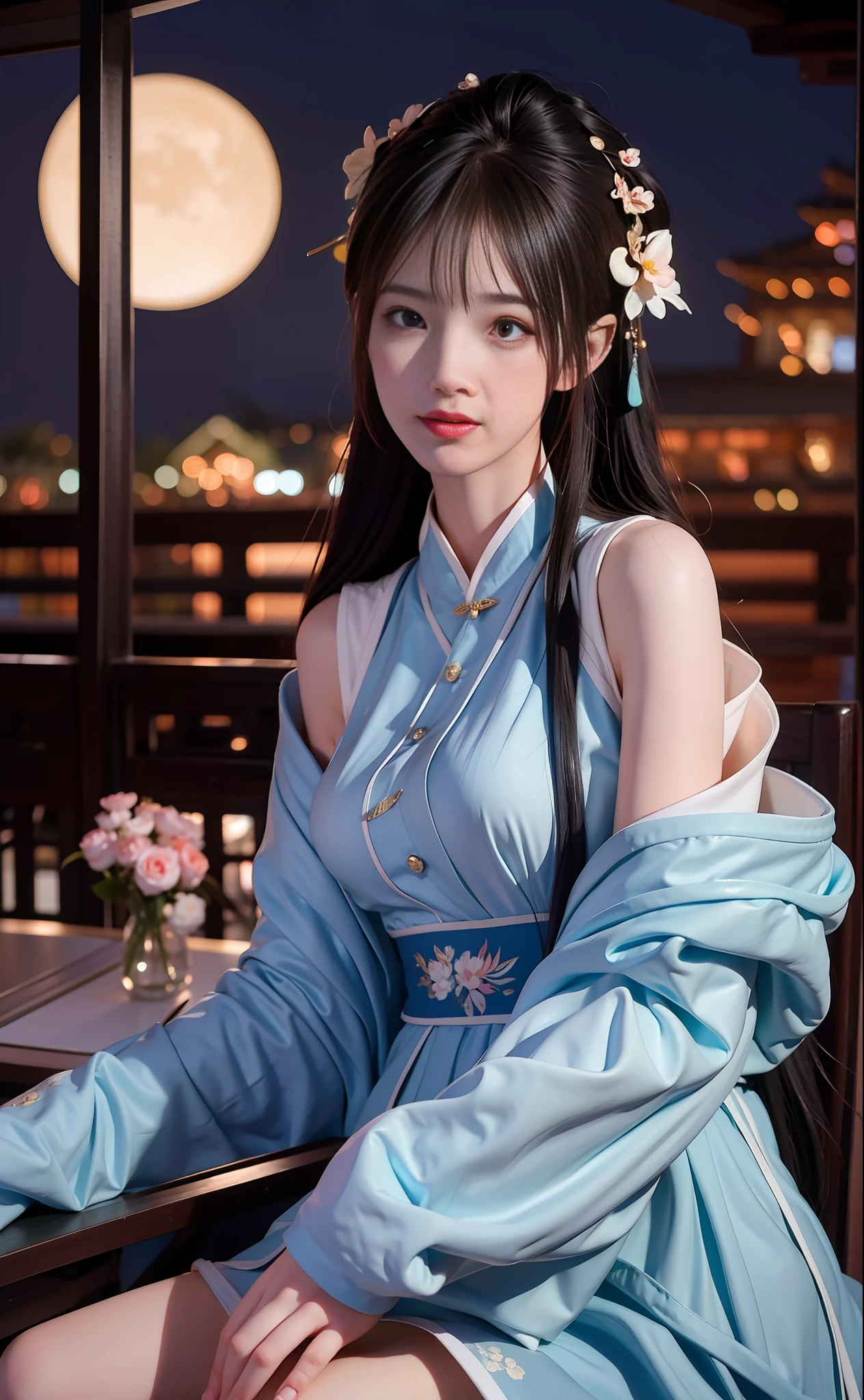 (8k, RAW photo:1.2), best quality, ultra high res,dramatic angle,(fluttered detailed color splashs), (illustration),(((1 girl))),(long hair),(rain:0.9), (头饰:1.4),少女身边有一座古宫,汉服,(重点),彩色水墨画,(泼彩),泼彩,(((colorful))),(素描:0.8) , Masterpiece, best quality, beautiful painted, highly detailed,(denoising:0.6),[splash ink],((ink refraction)), (beautiful detailed sky),moon,highly,detaild,(masterpiece, best quality, extremely detailed） CG unity 8k壁纸，杰作，最好的质量，超详细），（石蒜），