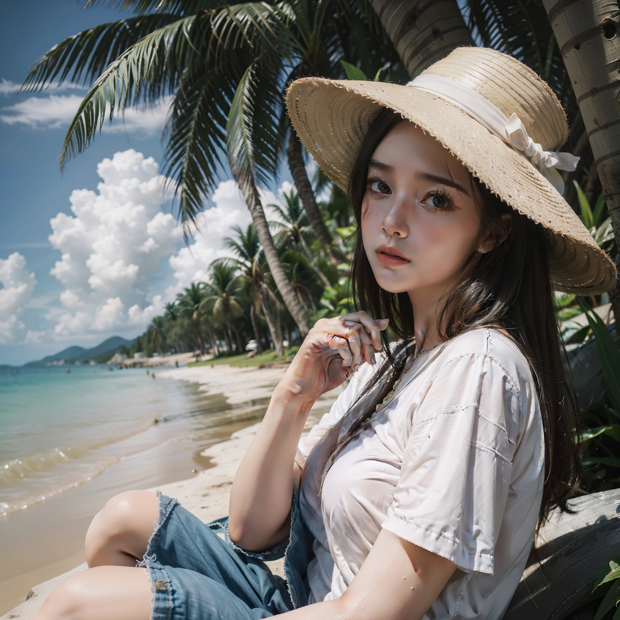 ((Best image quality,Plain style)+(The character:Short to medium shots,Place your hands on your chest,Hand details stand out)),Background with:Simple,A sense of tranquility.Wear jewelry on your hand。