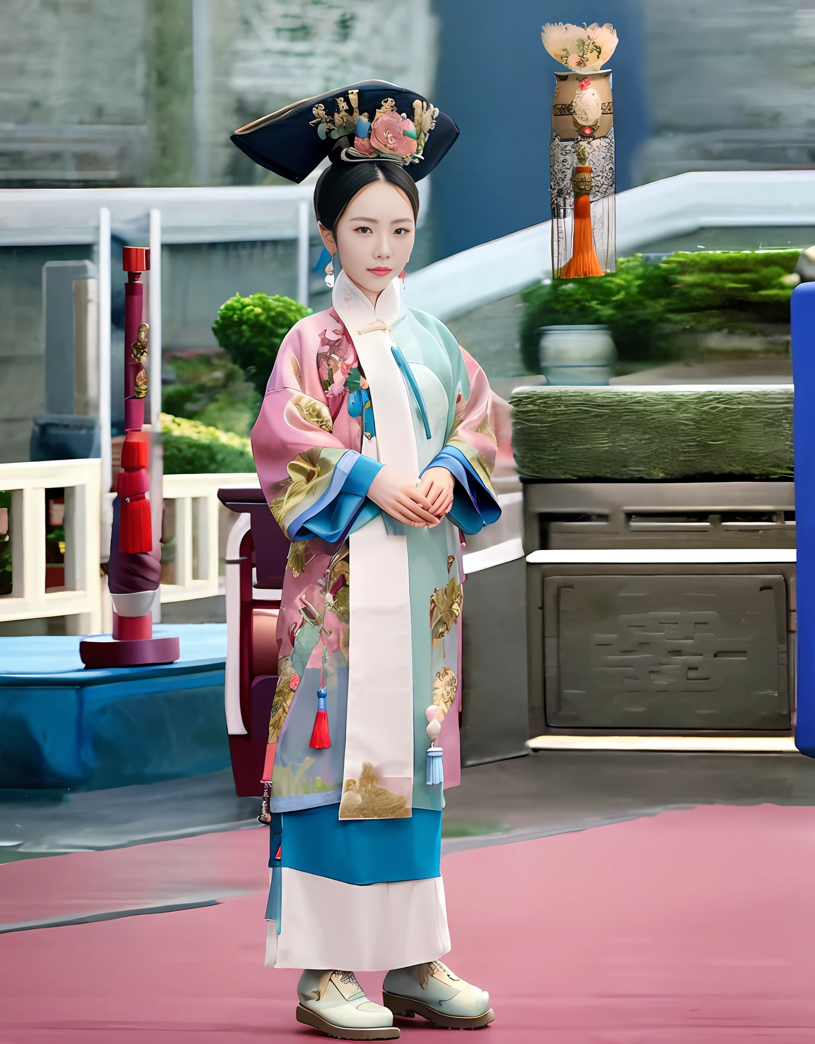 Ancient Chinese woman,standing on your feet