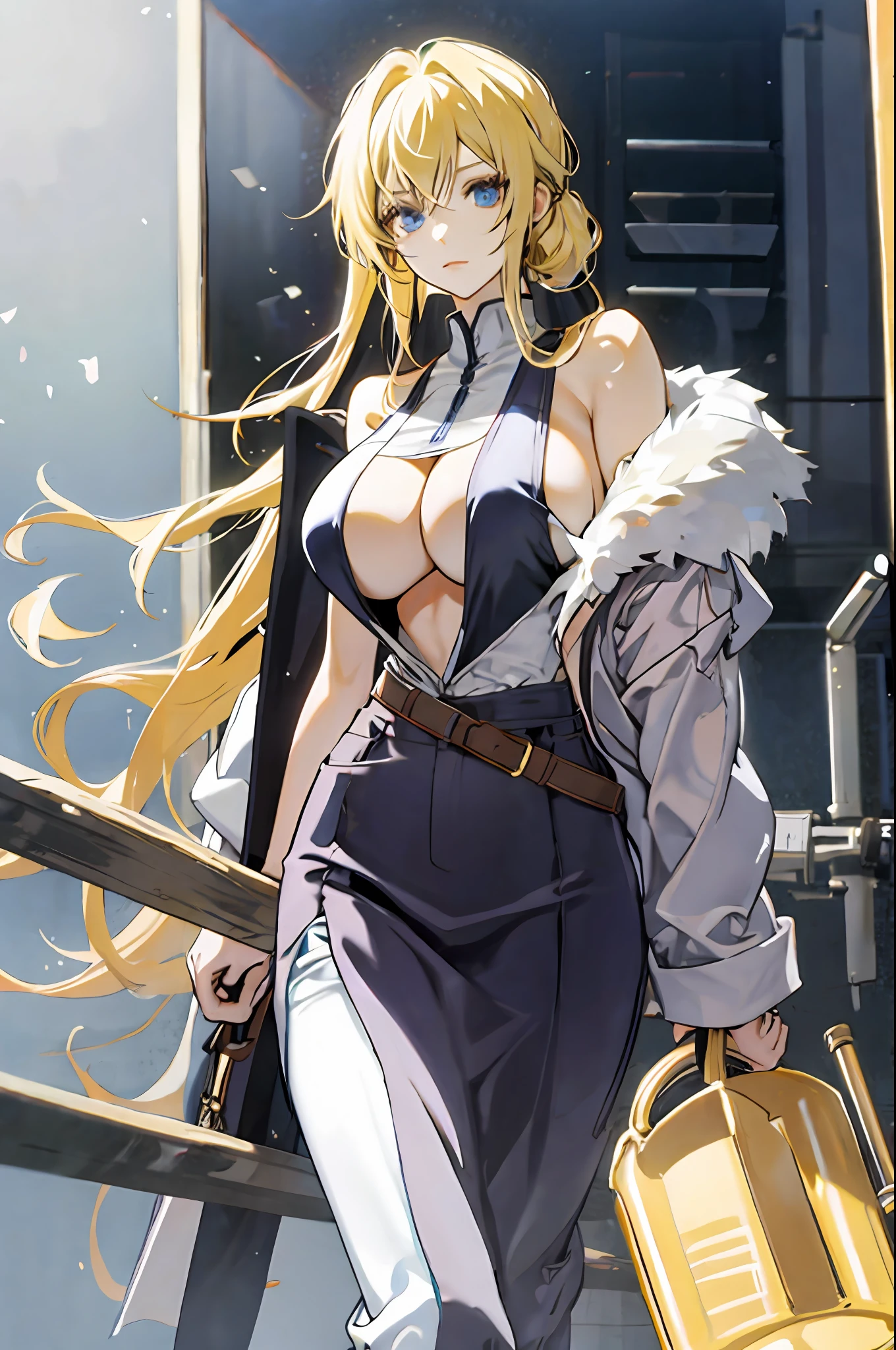 Shirtless,Blonde,anime big breast,huge tit