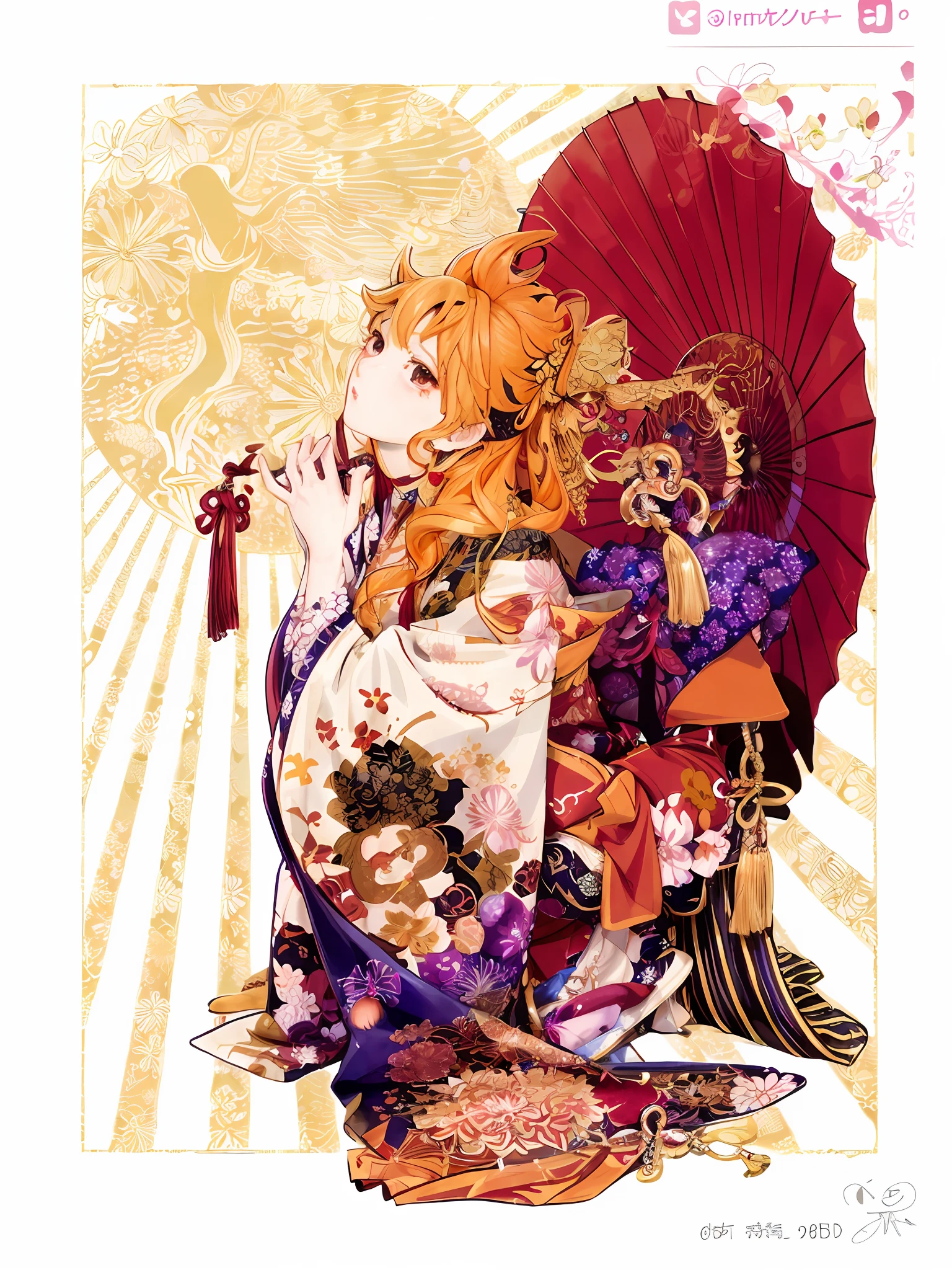 Anime - Illustration of the style of a woman in a kimono kimono, anime art nouveau, bastien yoshitaka amano, style of yoshitaka amano, anime art nouveau cosmic display, range murata yoshitaka amano, yoshitaka amano character design