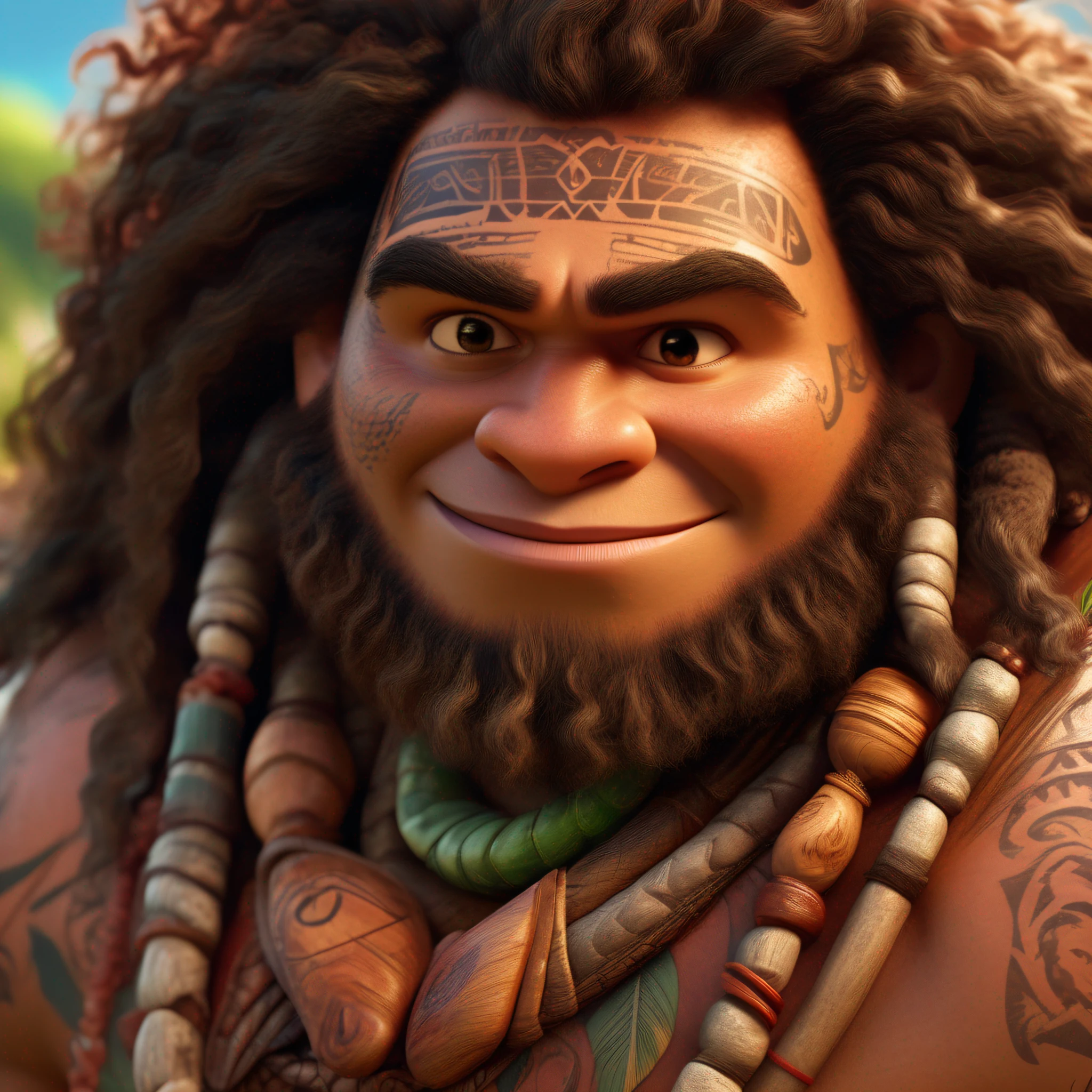 a portrait of maui from moana ,intrinsic details, masterpiece, hyper realistic , hd , 8k