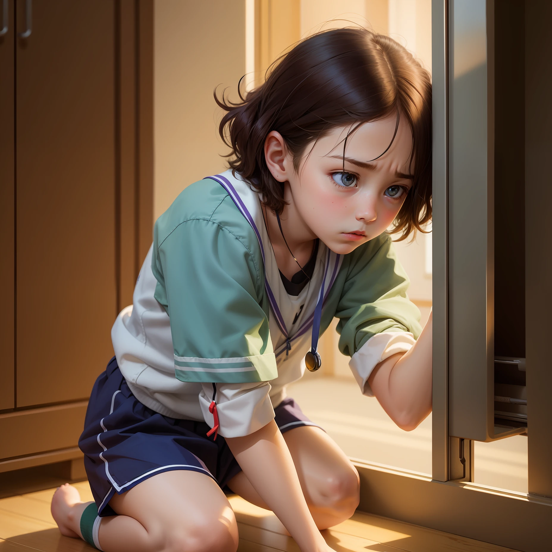 elementary student,Do homework,Unhappy,Hanger hit