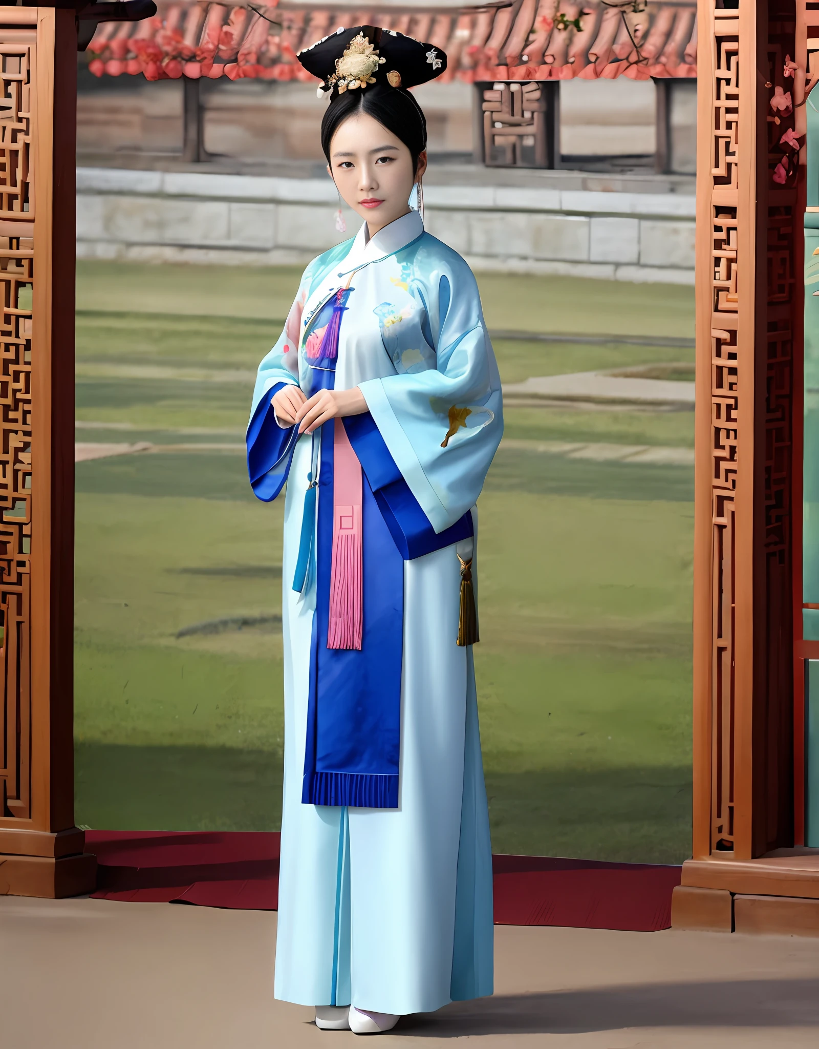 Ancient Chinese woman，standing on your feet