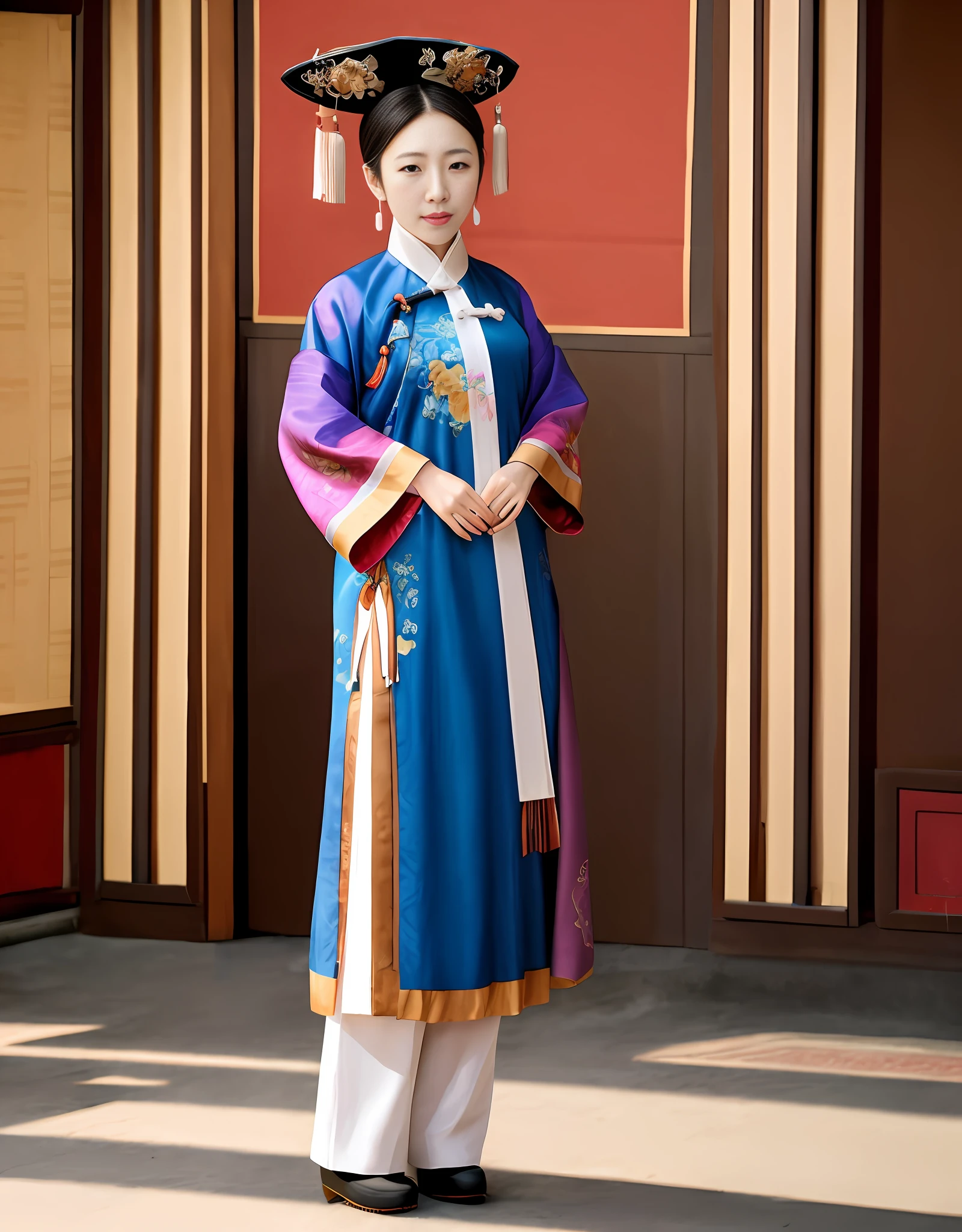 Ancient Chinese woman,standing on your feet