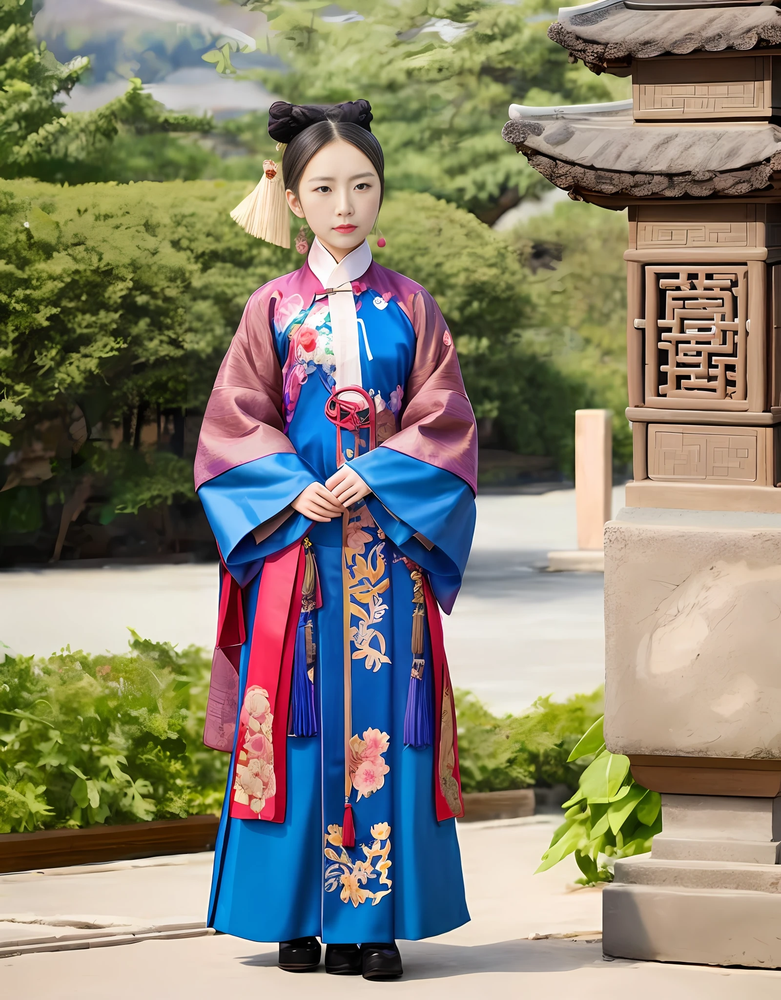 Ancient Chinese woman,standing on your feet